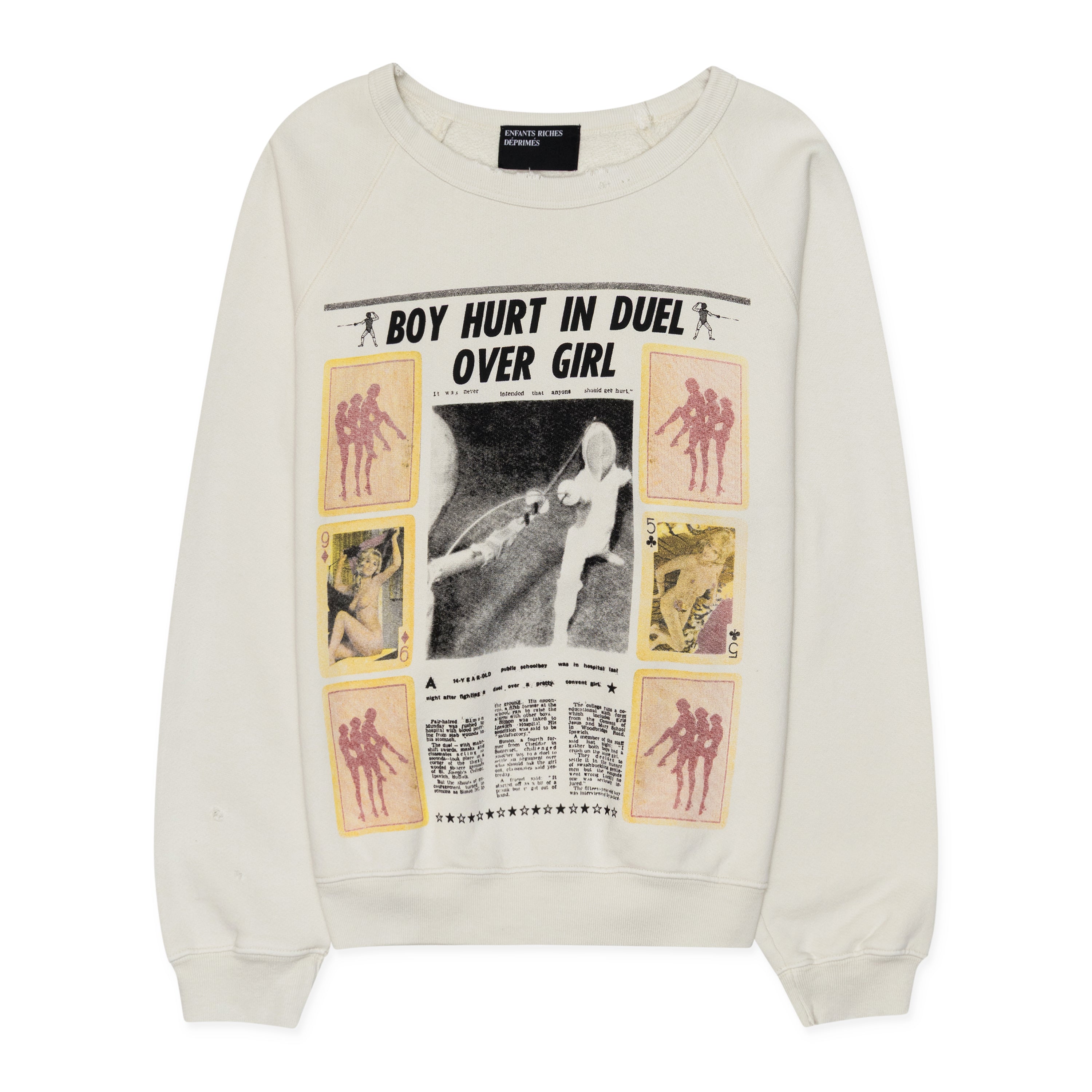 Enfants Riches Deprimes Boy Hurt In Duel Raglan Crewneck White
