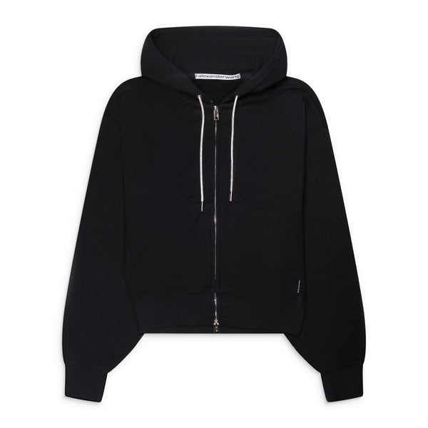 Alexander Wang Zip- Up Hoodie W/ Rhinestone Drawcord Black – ESSXNYC