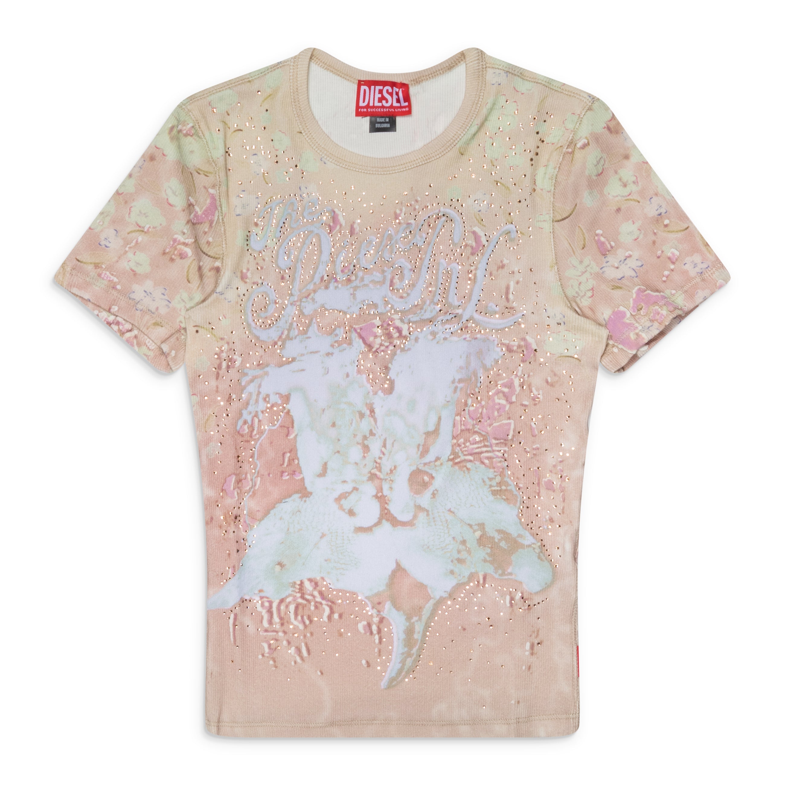 Diesel Rib Jersey T-Shirt Pink