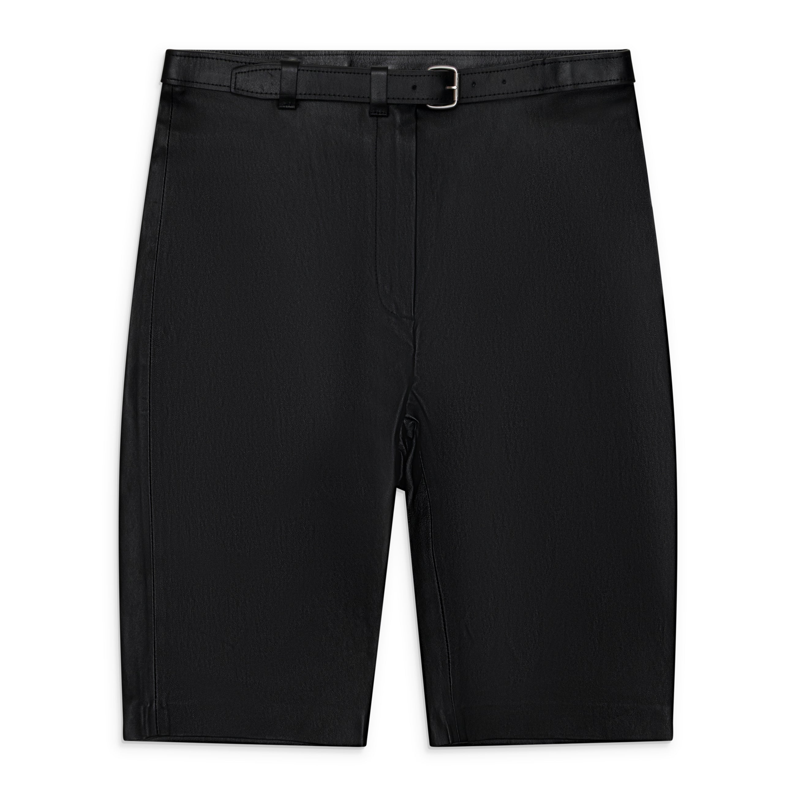 Alexander Wang Mid-Rise Belted Leather Shorts Black