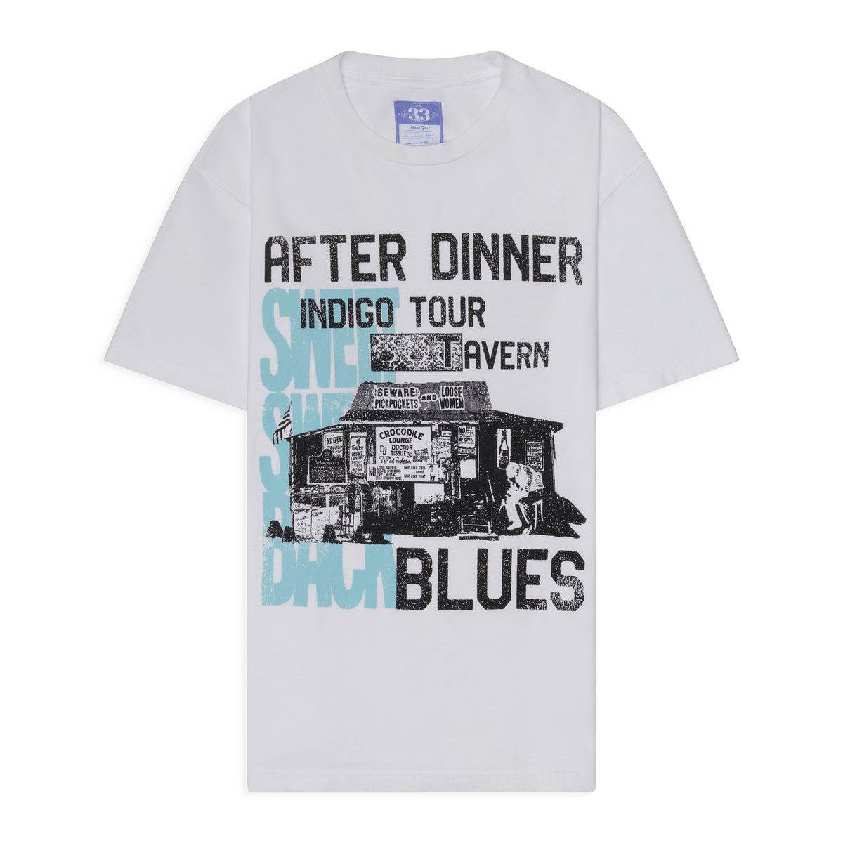 Thirty Three Plus Sweet Sweet Back Tee White + Blue