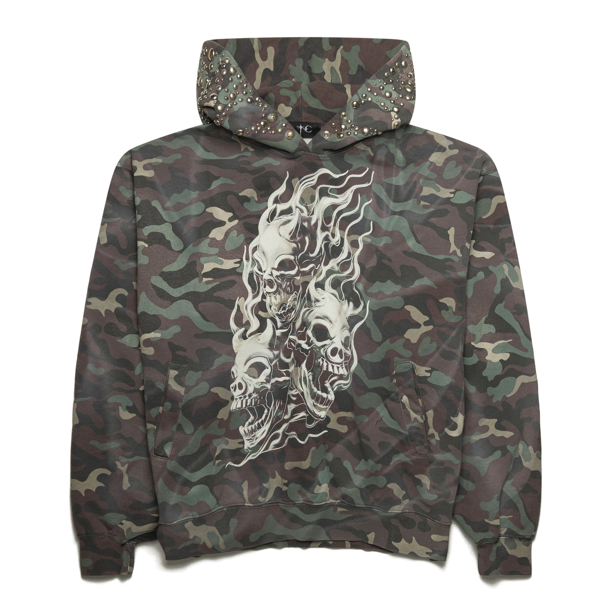 Thug Club Hotheaded Riding Skull Hoodie Camo