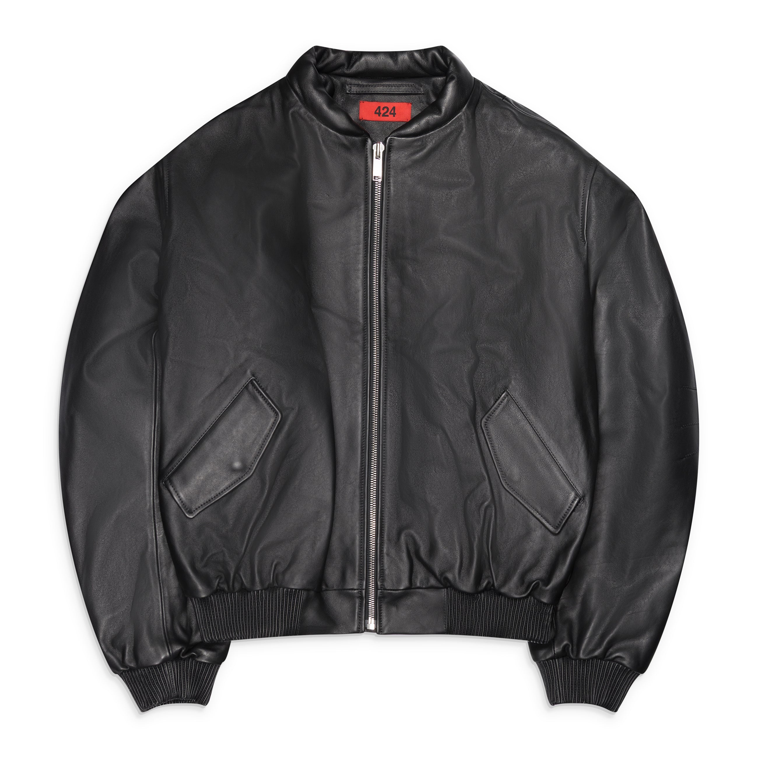424 New 424 Leather Bomber Black