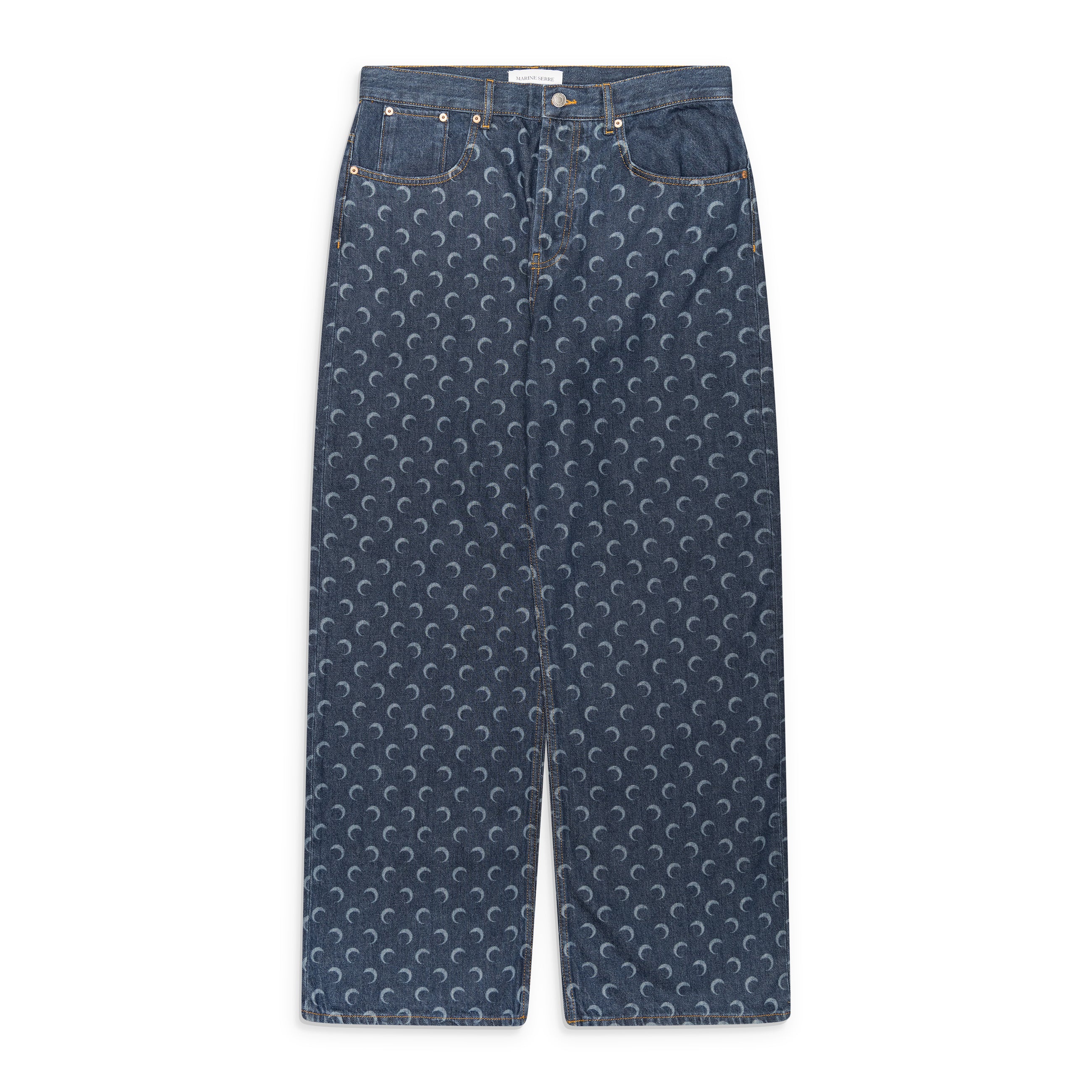 Marine Serre Midnight Blue Denim Straight Jeans Blue