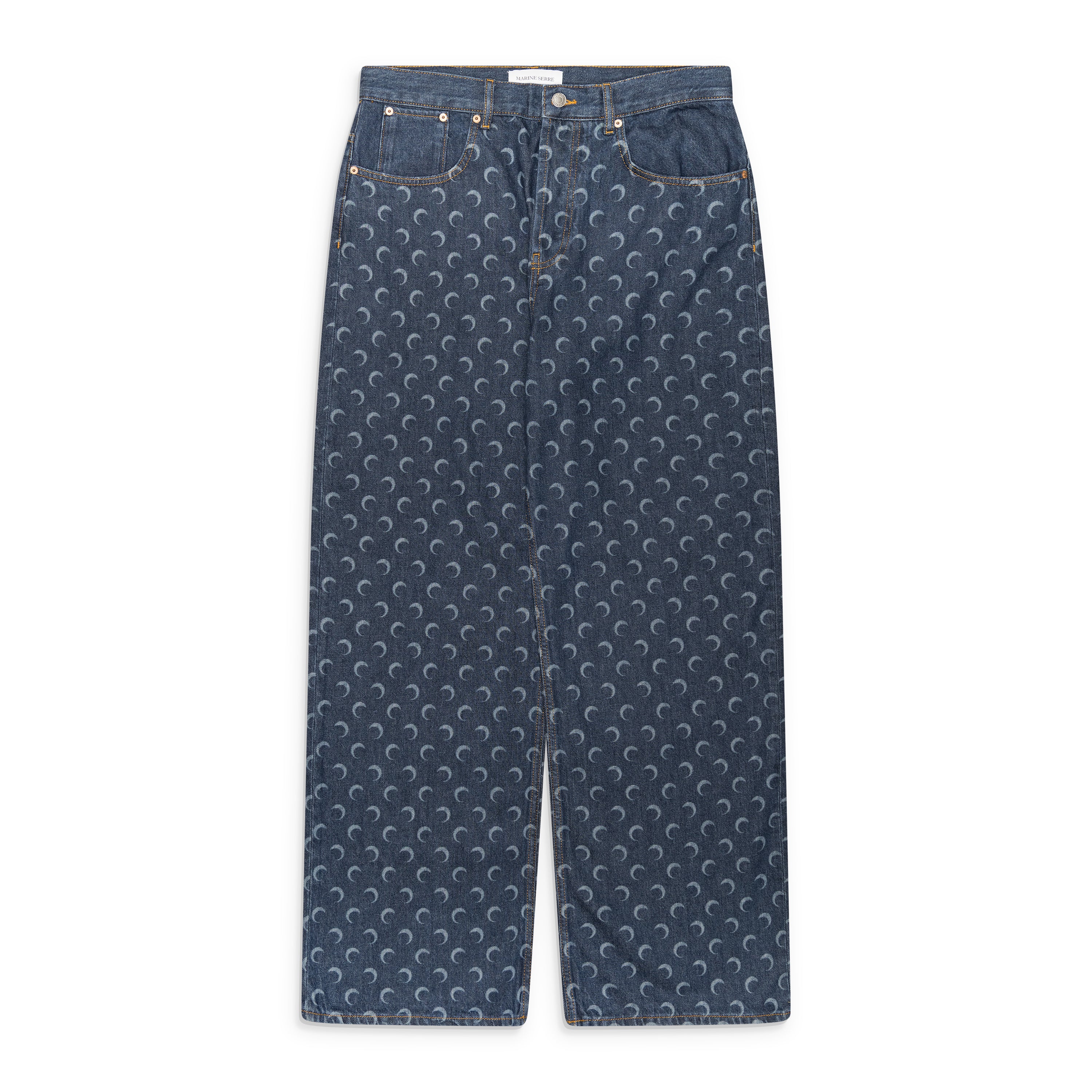 Marine Serre Midnight Blue Denim Straight Jeans Blue