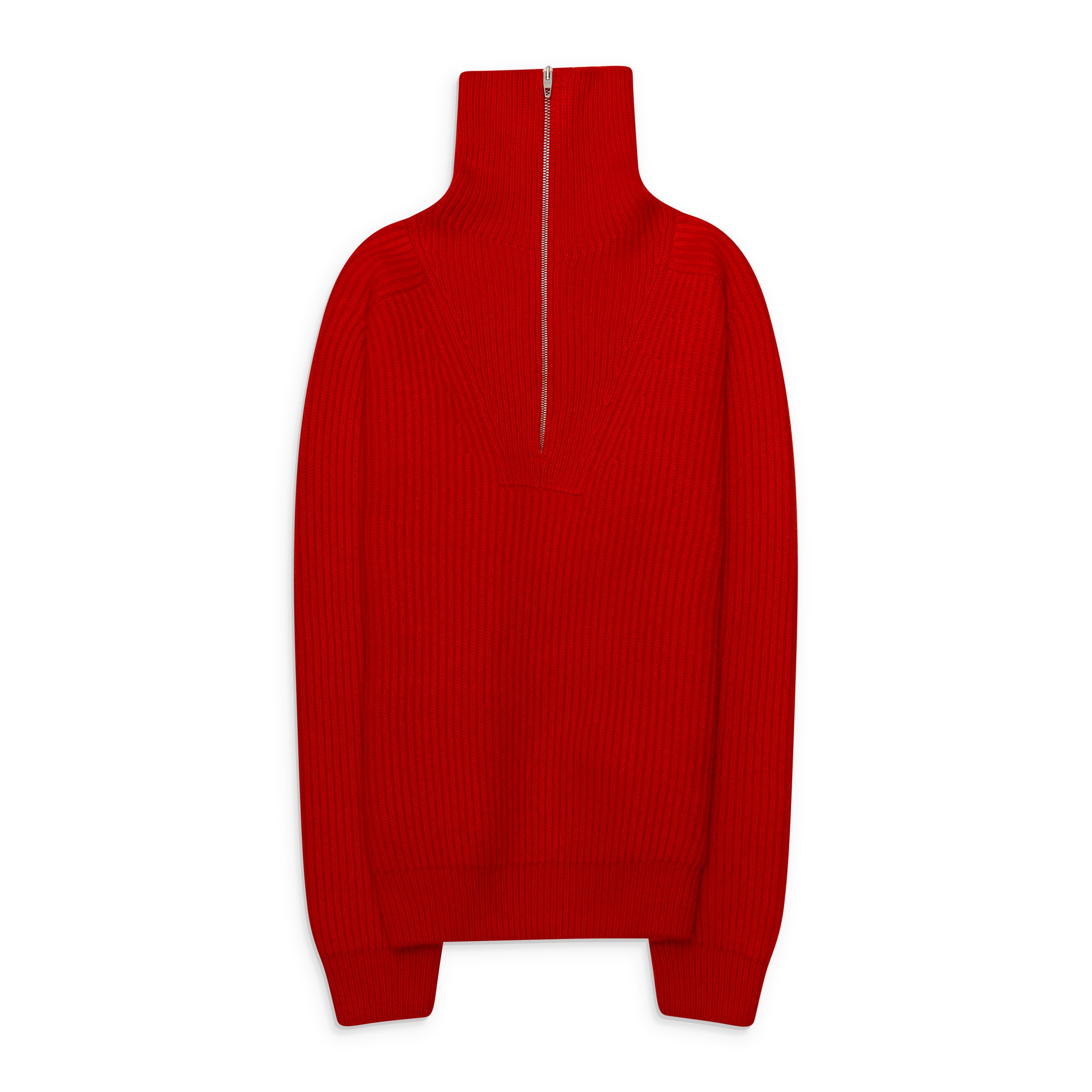 Jil Sander High Zipped Neck Jumper Poppy