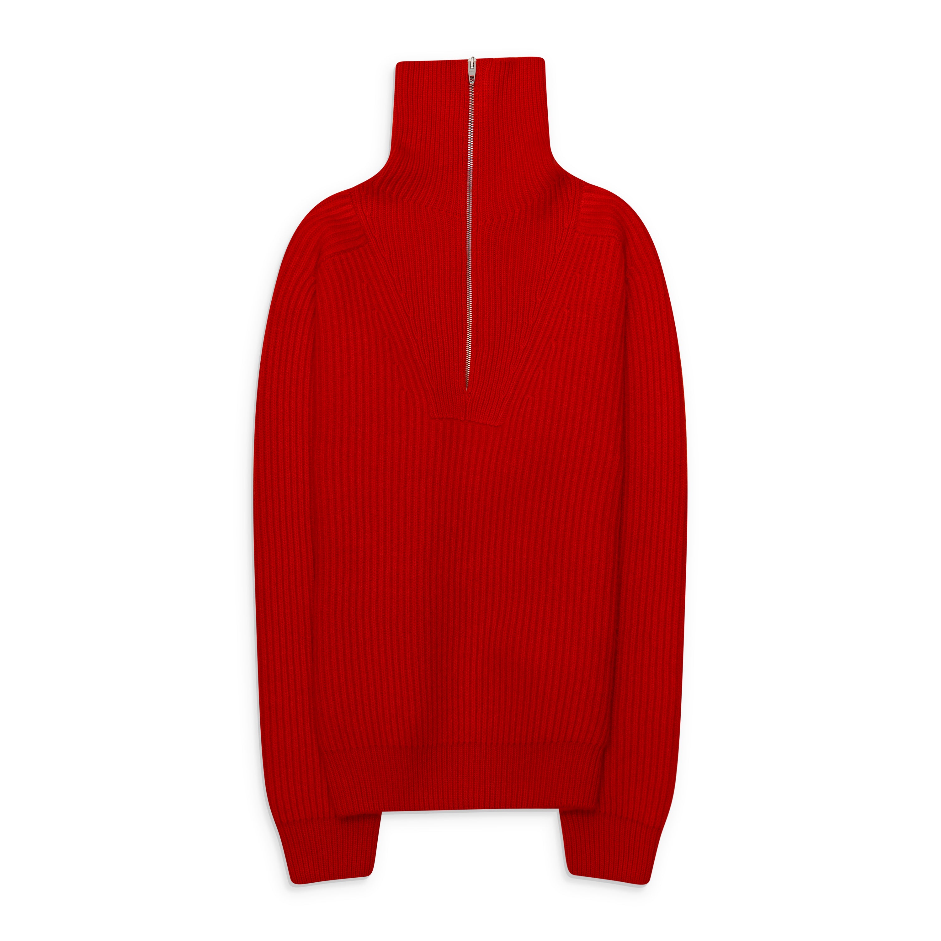 Jil Sander High Zipped Neck Jumper Poppy