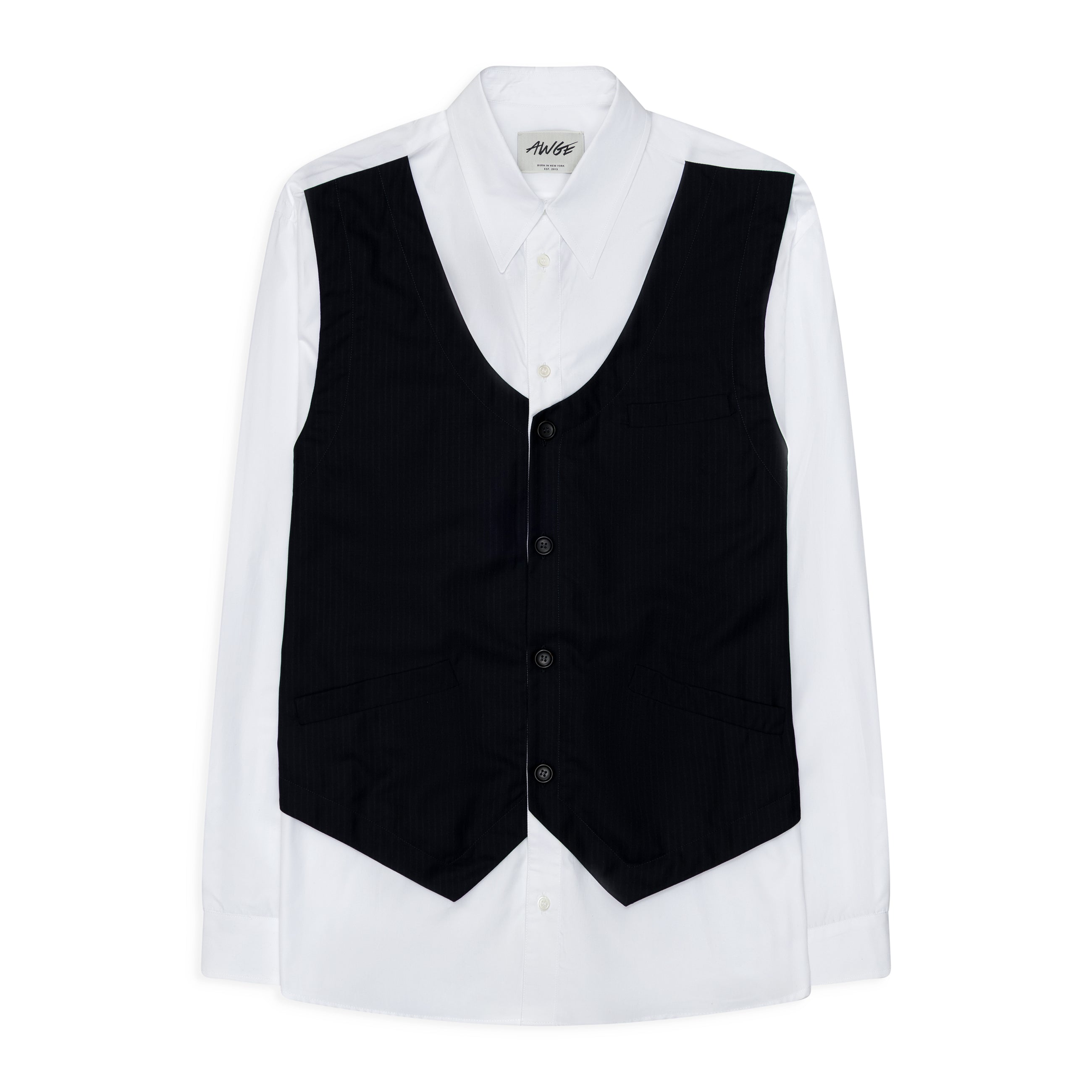 AWGE Overshirt With Vest Blue Pinstripe