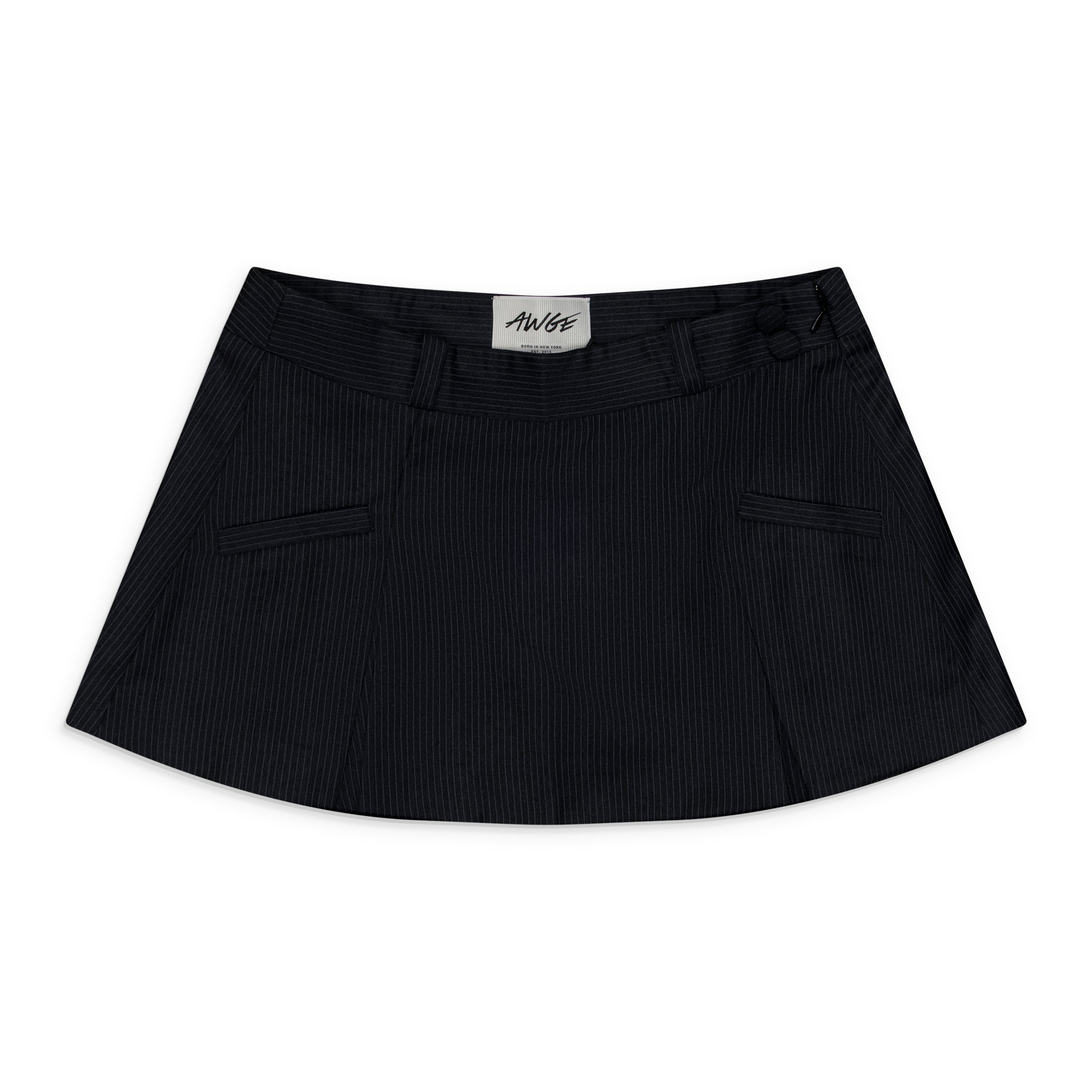 AWGE Pleated Mini Skirt Grey Pinstripe
