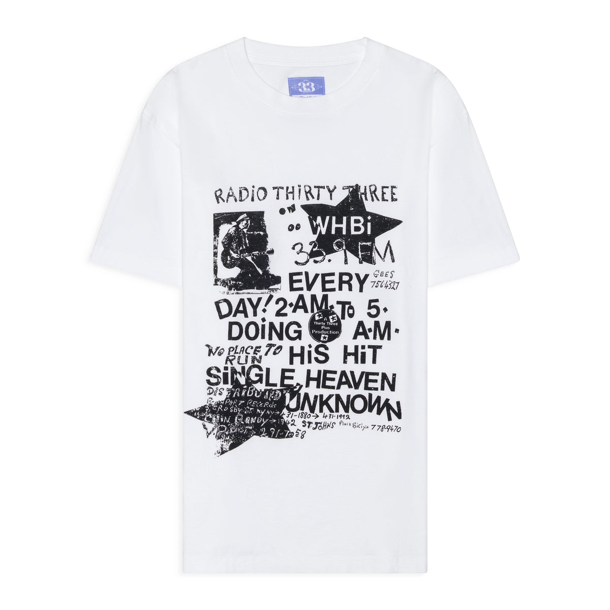 Thirty Three Plus 33 F.M. Tee White + Black