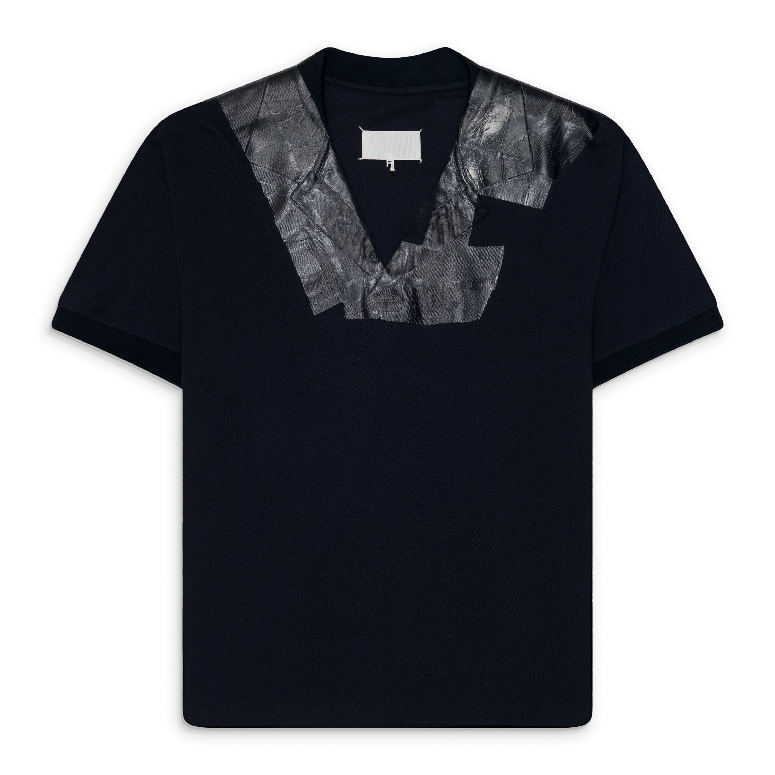 Maison Margiela Pique Polo With Tape Details Blue