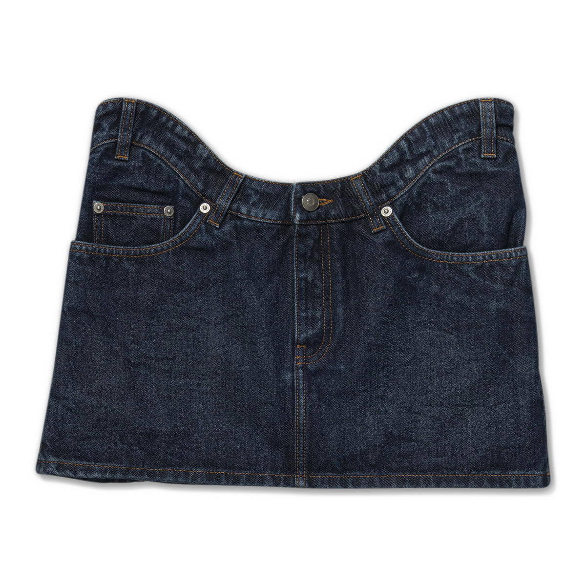 Jean Paul Gaultier Mini Skirt With Curvy Waistband Blue