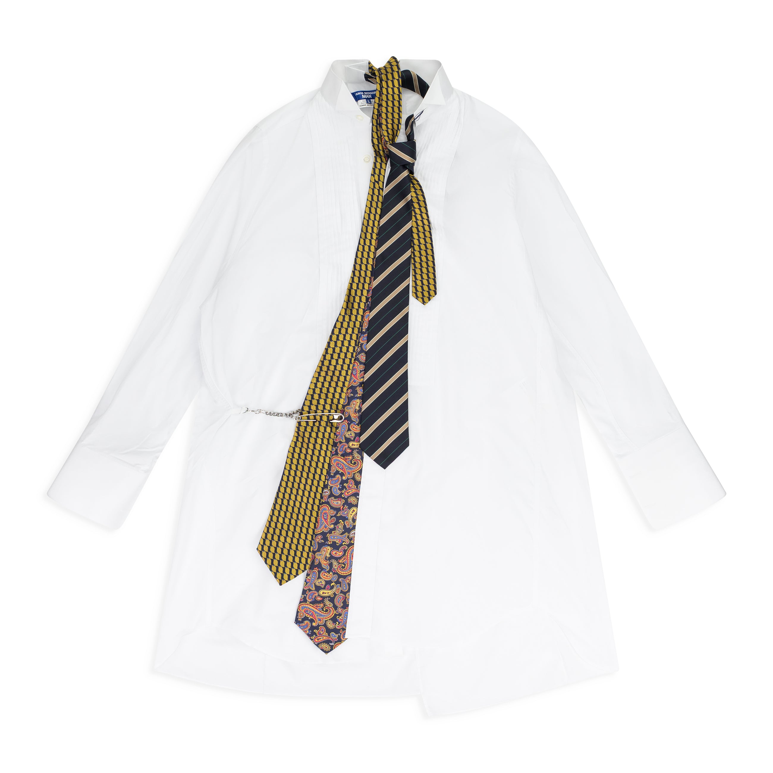Junya Watanabe Man Cotton Shirt With Attached Ties White