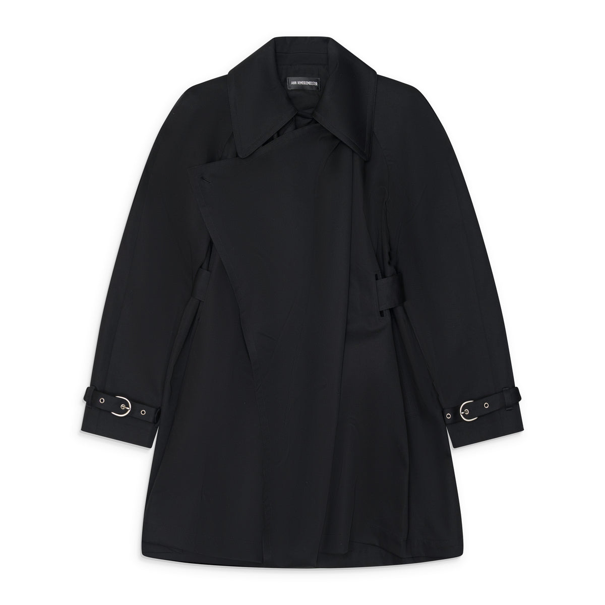 Ann Demeulemeester Reppa Fluid Draped Trench Black