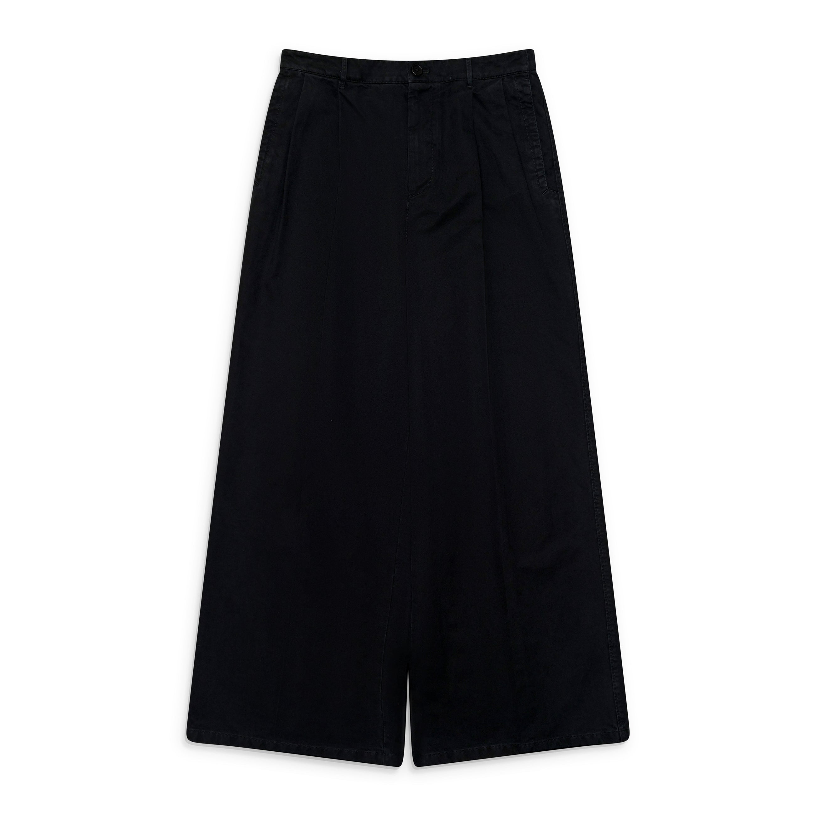 Jil Sander Cotton Drill Double Pleated Trousers Black