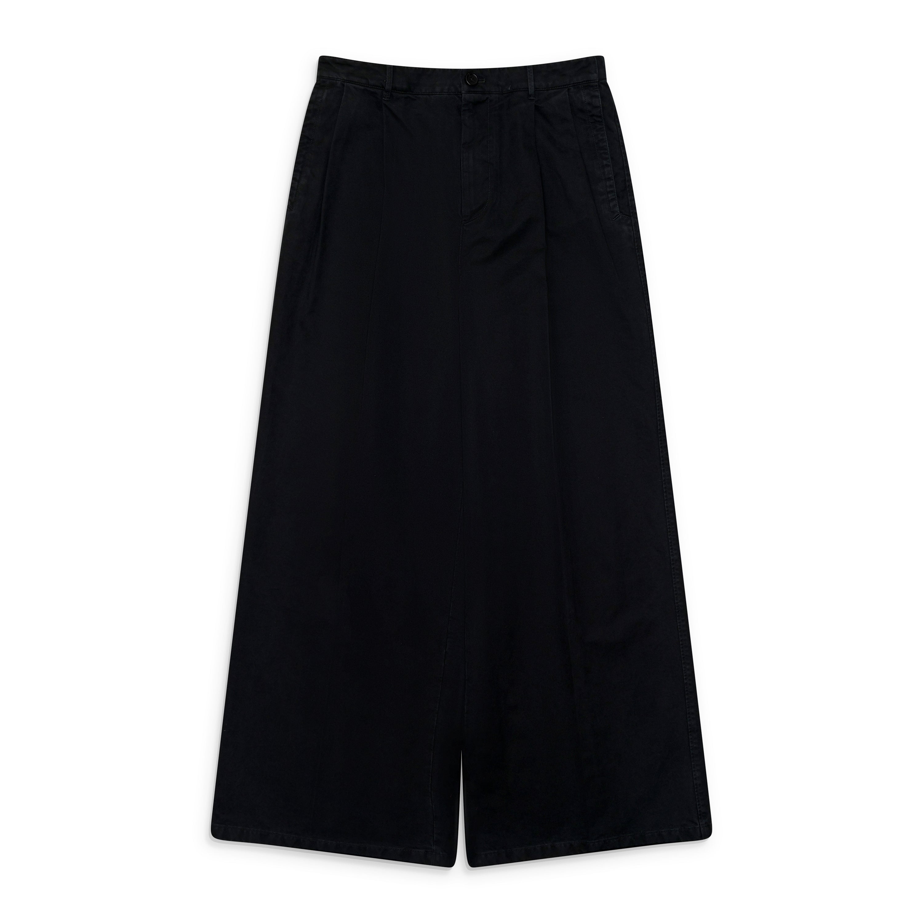 Jil Sander Cotton Drill Double Pleated Trousers Black