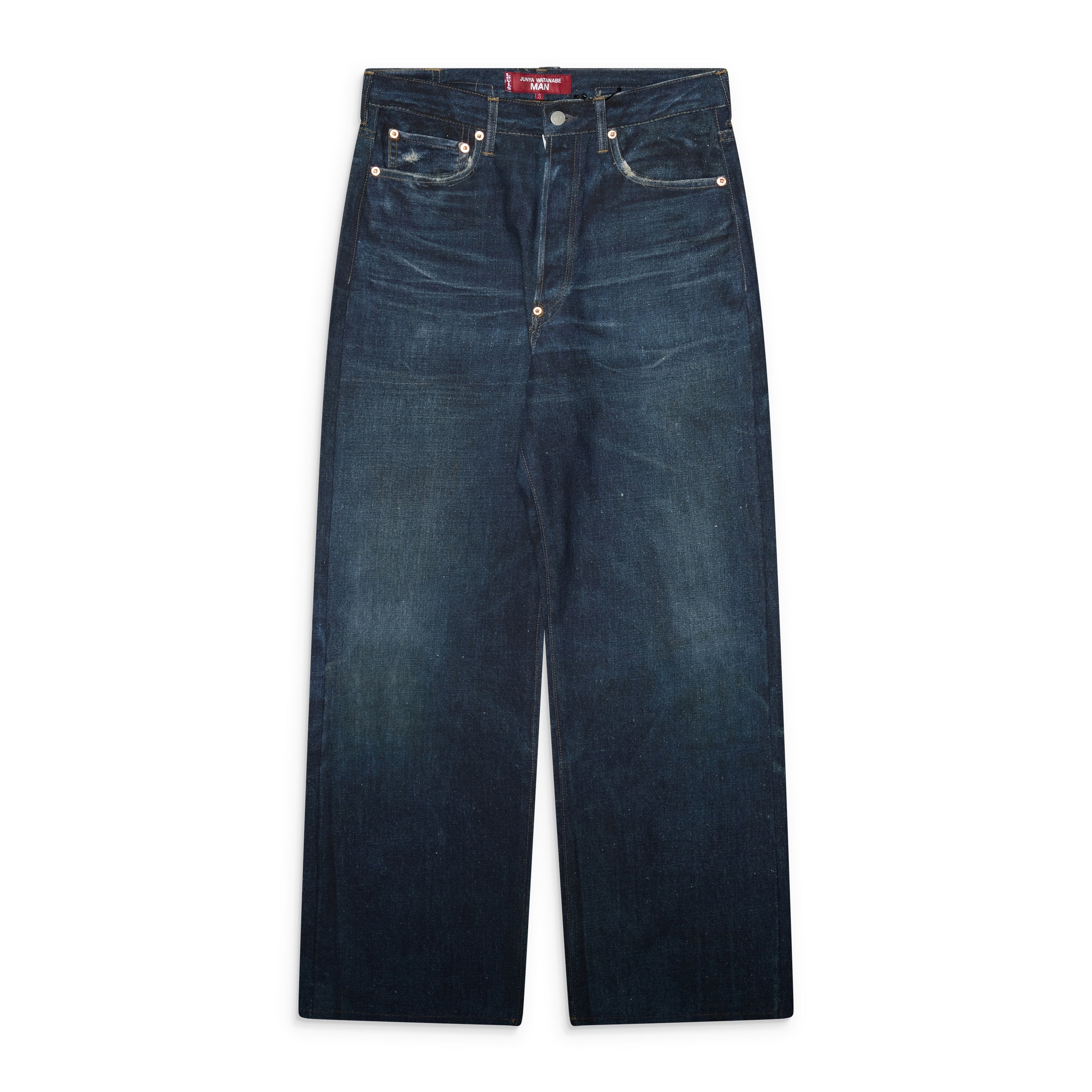Junya Watanabe Man Printed Linen Trousers Blue