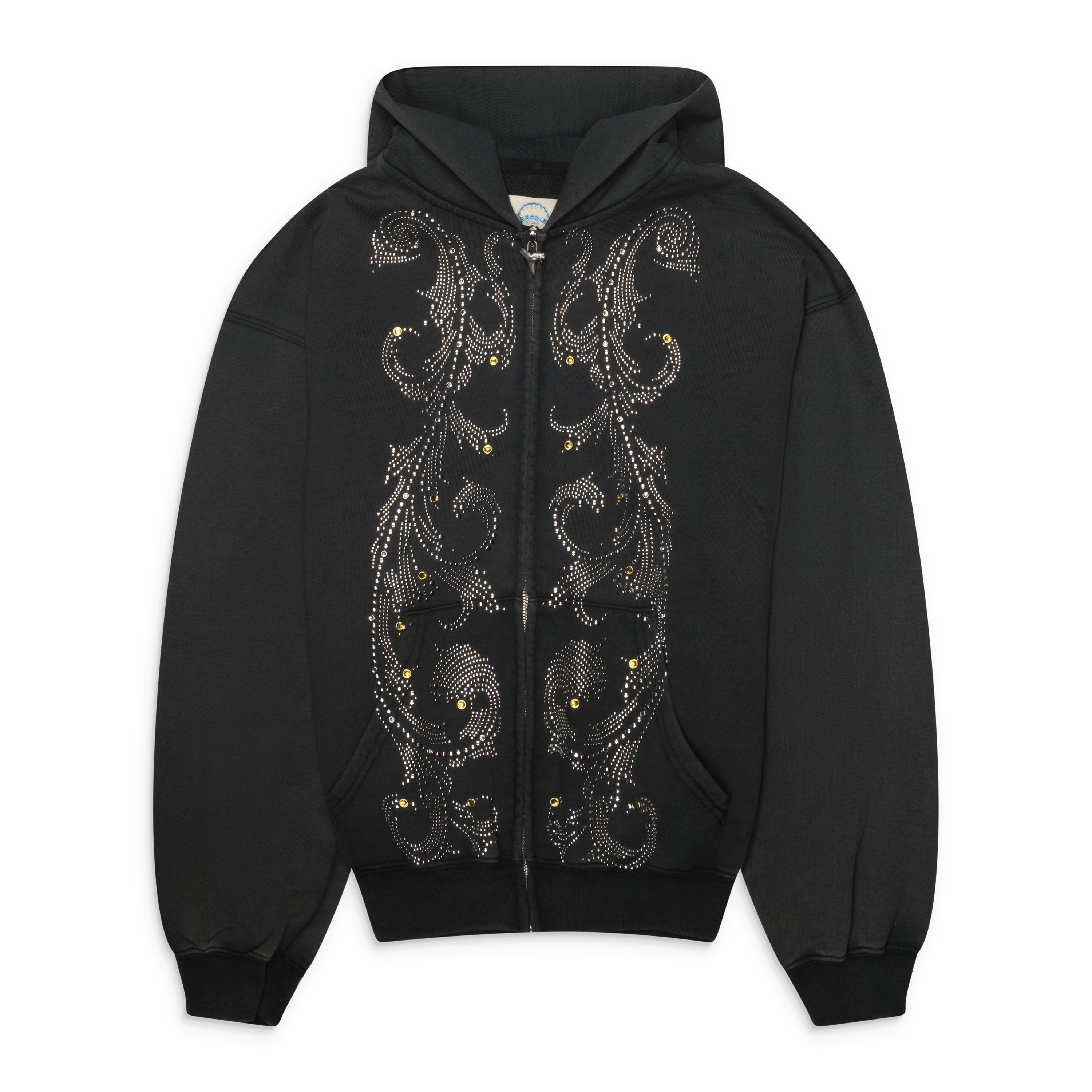 Ercole Studio Washed Black Crystal Hoodie Black