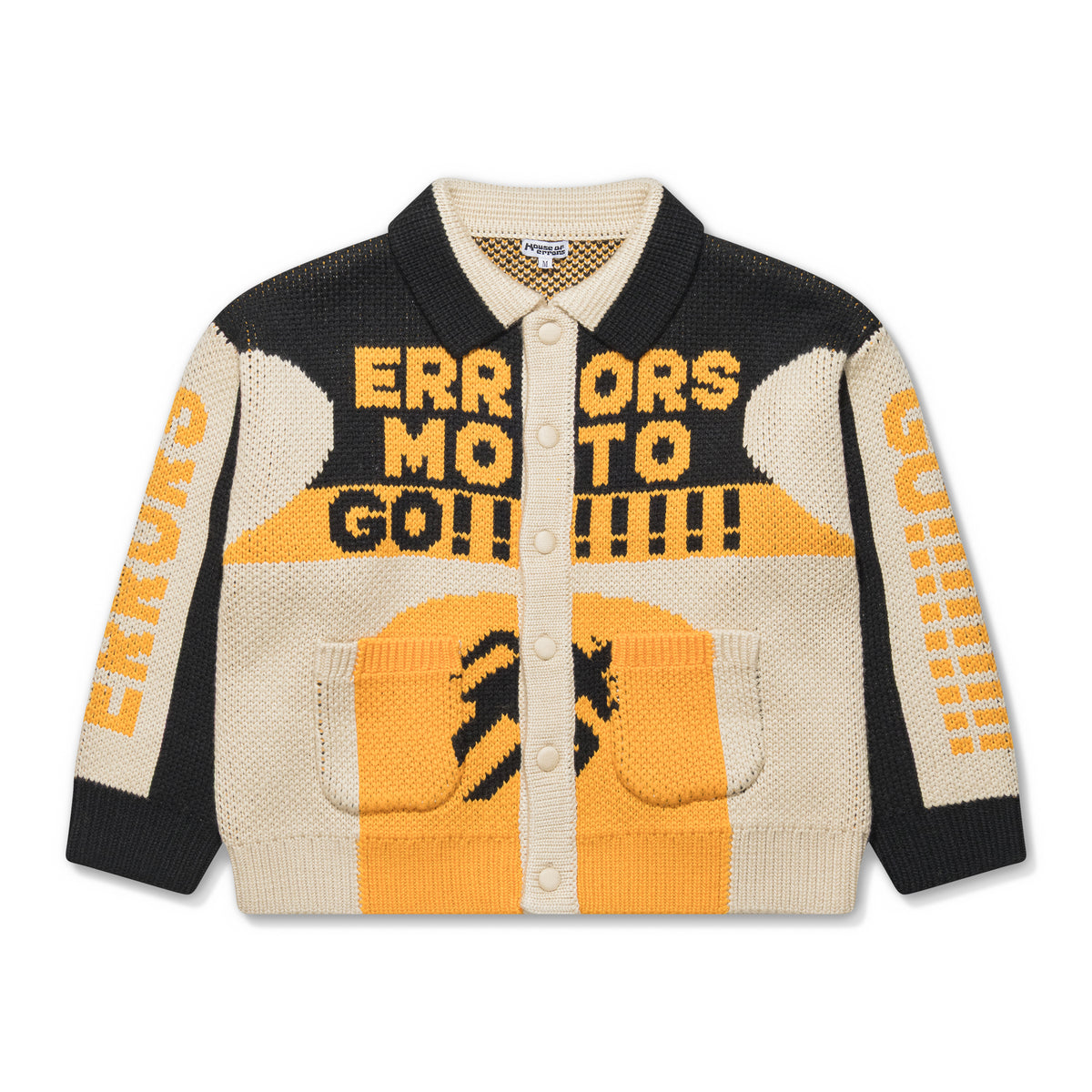 House of Errors Thick Knit Moto Cardigan Black/Orange