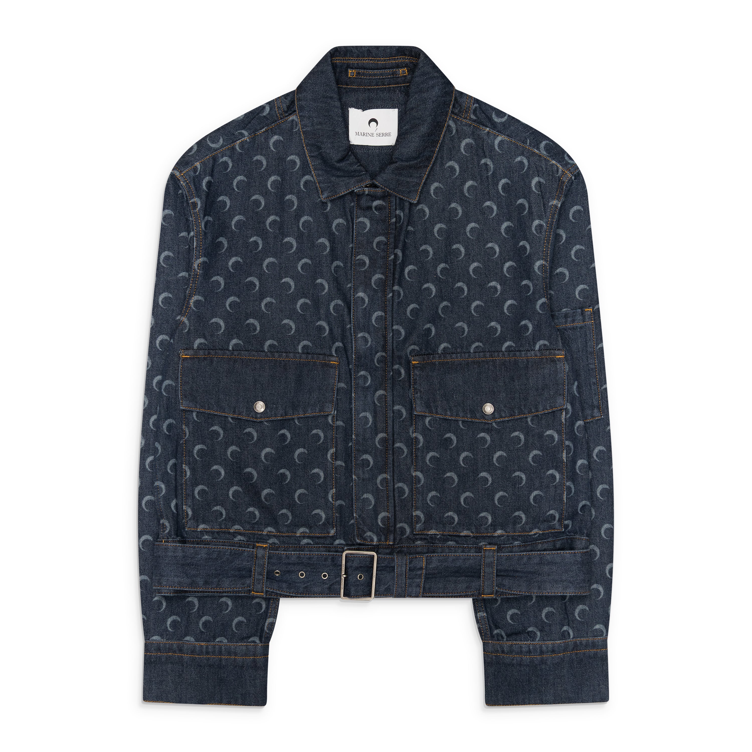 Marine Serre Midnight Blue Denim Trucker Jacket Blue
