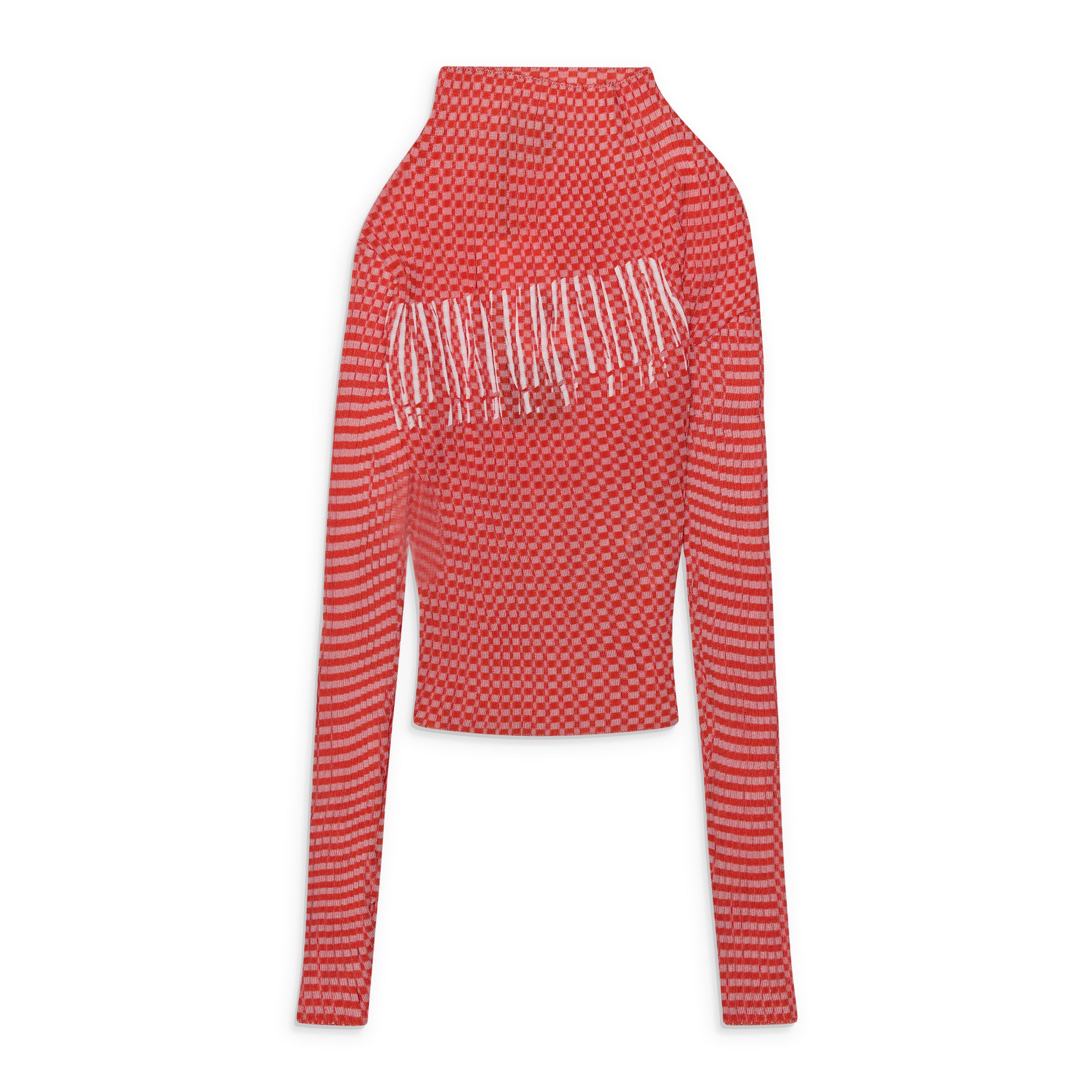 Jean Paul Gaultier Gingham Illusion Asymmetric Collar Sweater Multicolor