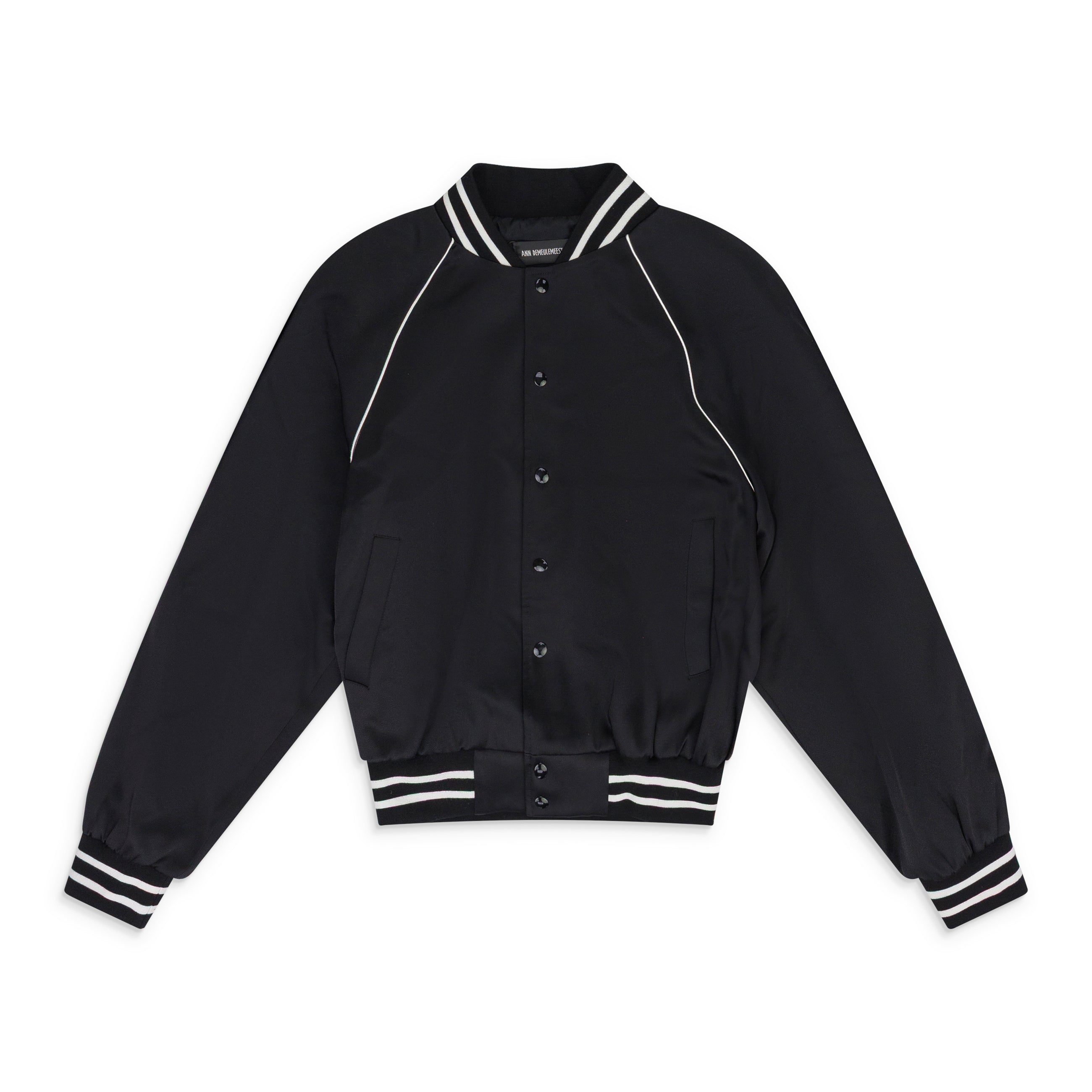 Ann Demeulemeester Esko Slim Fit Raglan Bomber With "Dreams" Embroidery On Back Black