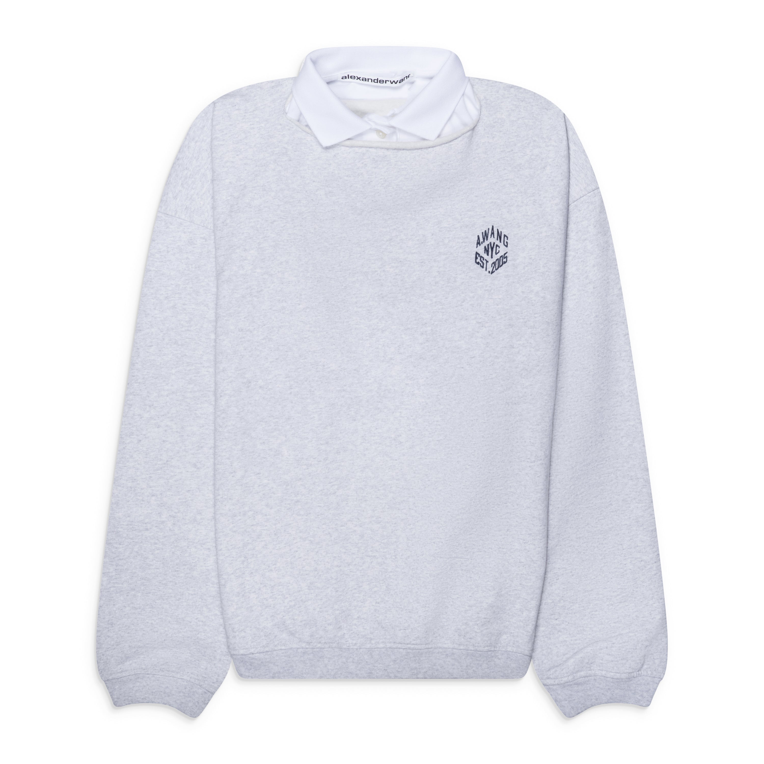 Alexander Wang Slashed Crewneck W/ Polo Dickie Gray – ESSXNYC