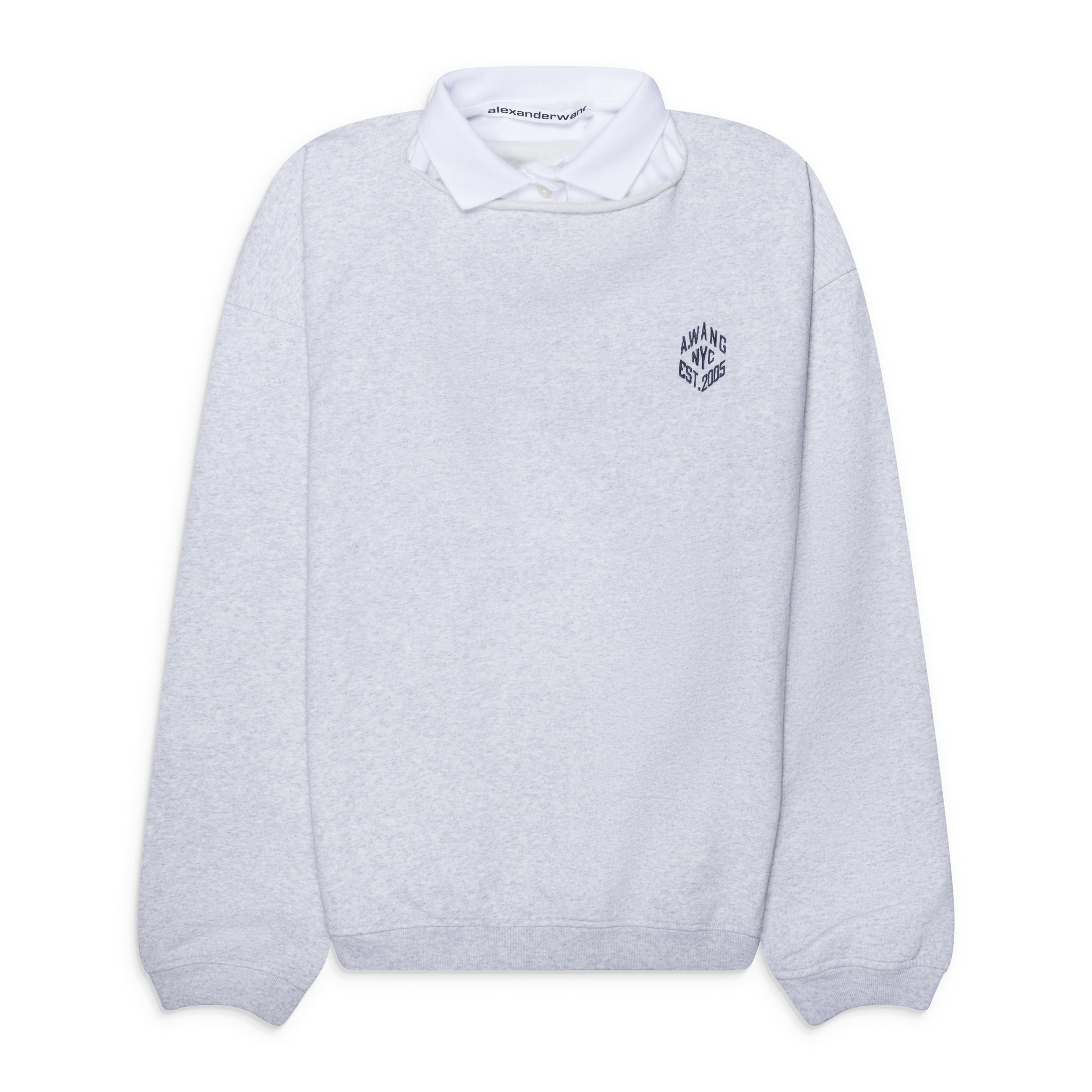Alexander Wang Slashed Crewneck W/ Polo Dickie Gray