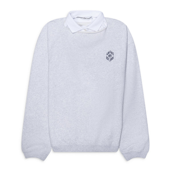alexanderwang スウェット Alexander Wang Slashed Crewneck W/ Polo Dickie Gray – ESSXNYC