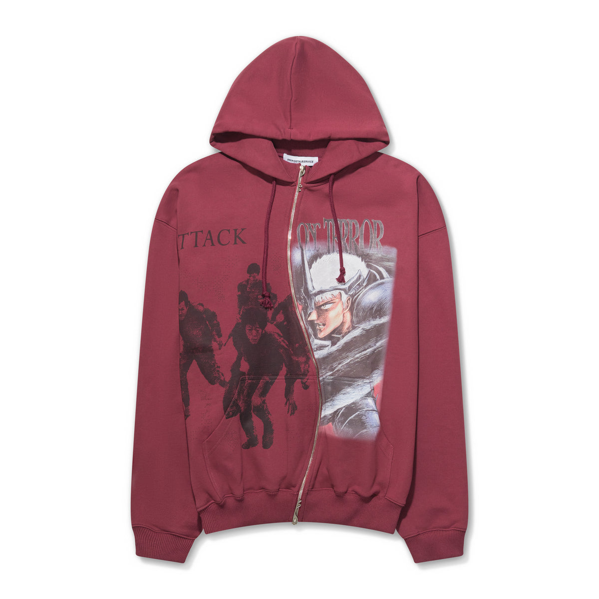 FFFPostalservice Attack On Terror Curved Zip-Up Hoodie Red