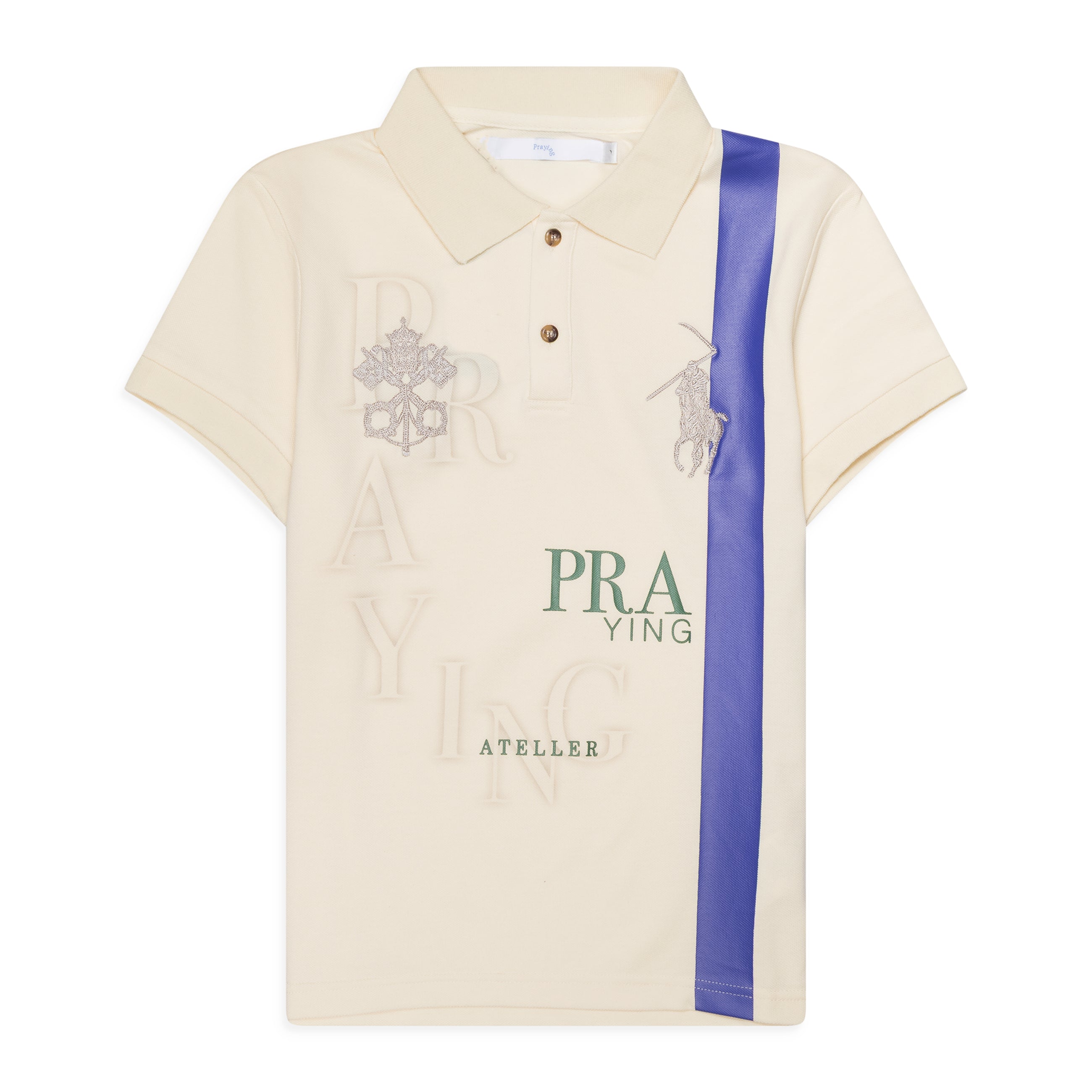 Praying Cigarette Box Womens Polo White