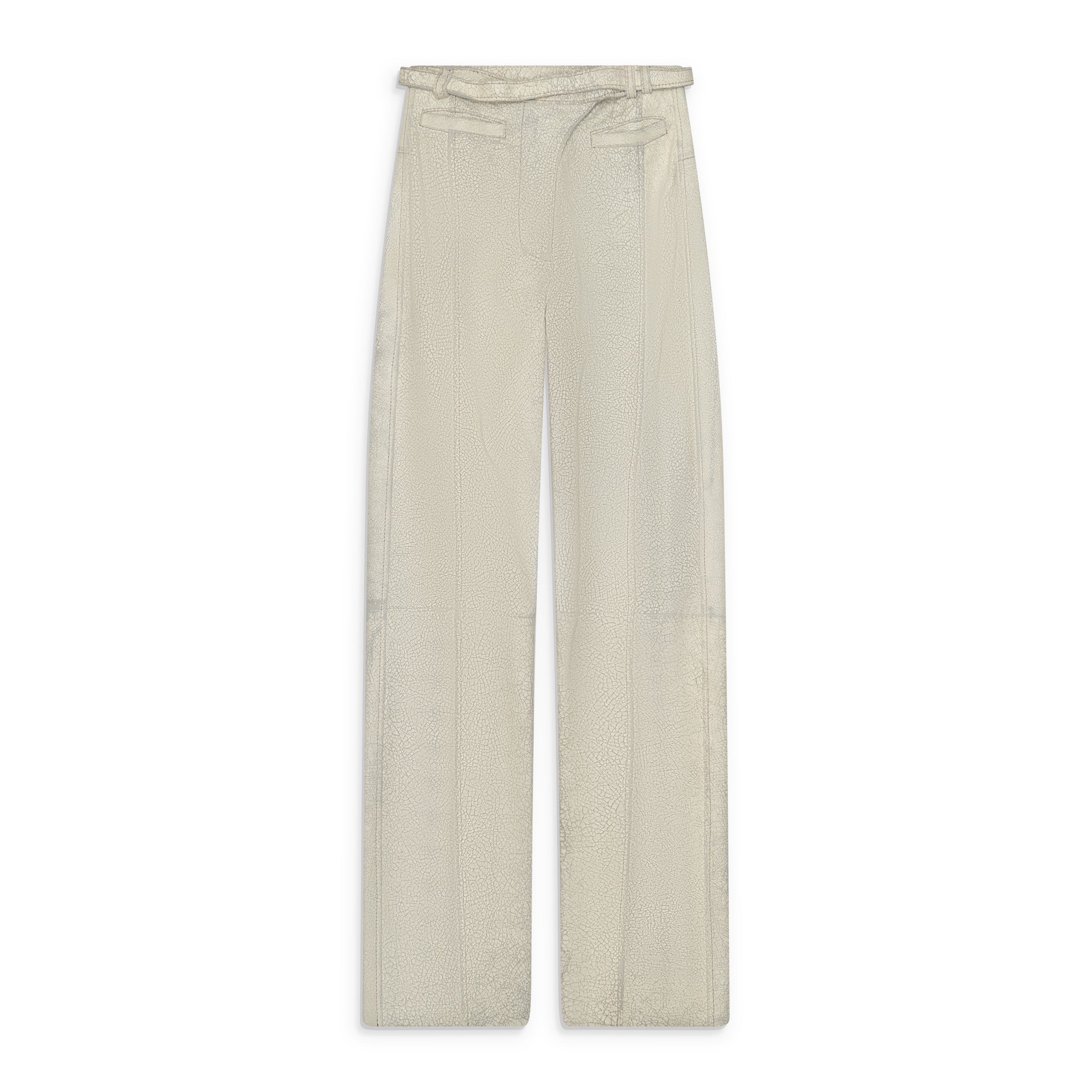 Diesel Treated Leather Pants White