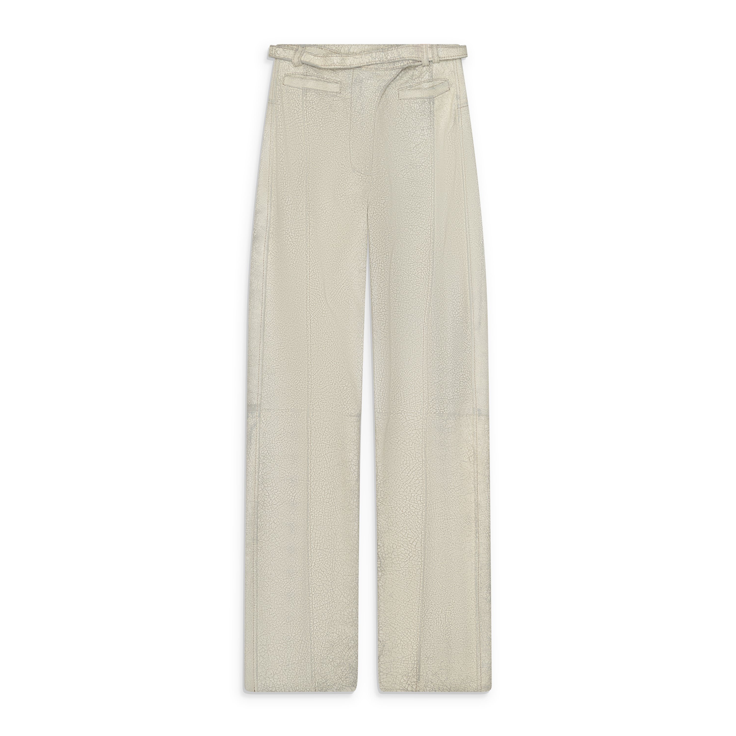 Diesel Treated Leather Pants White
