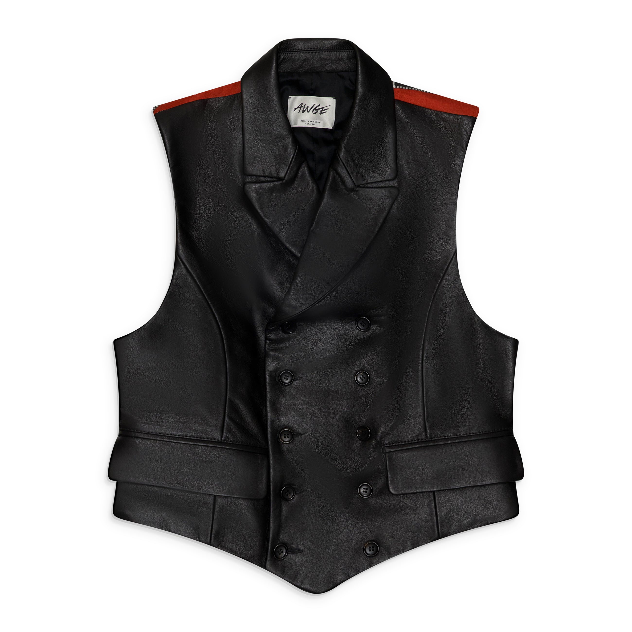 AWGE Double-Breasted Vest W/ Printed Silk Back Black