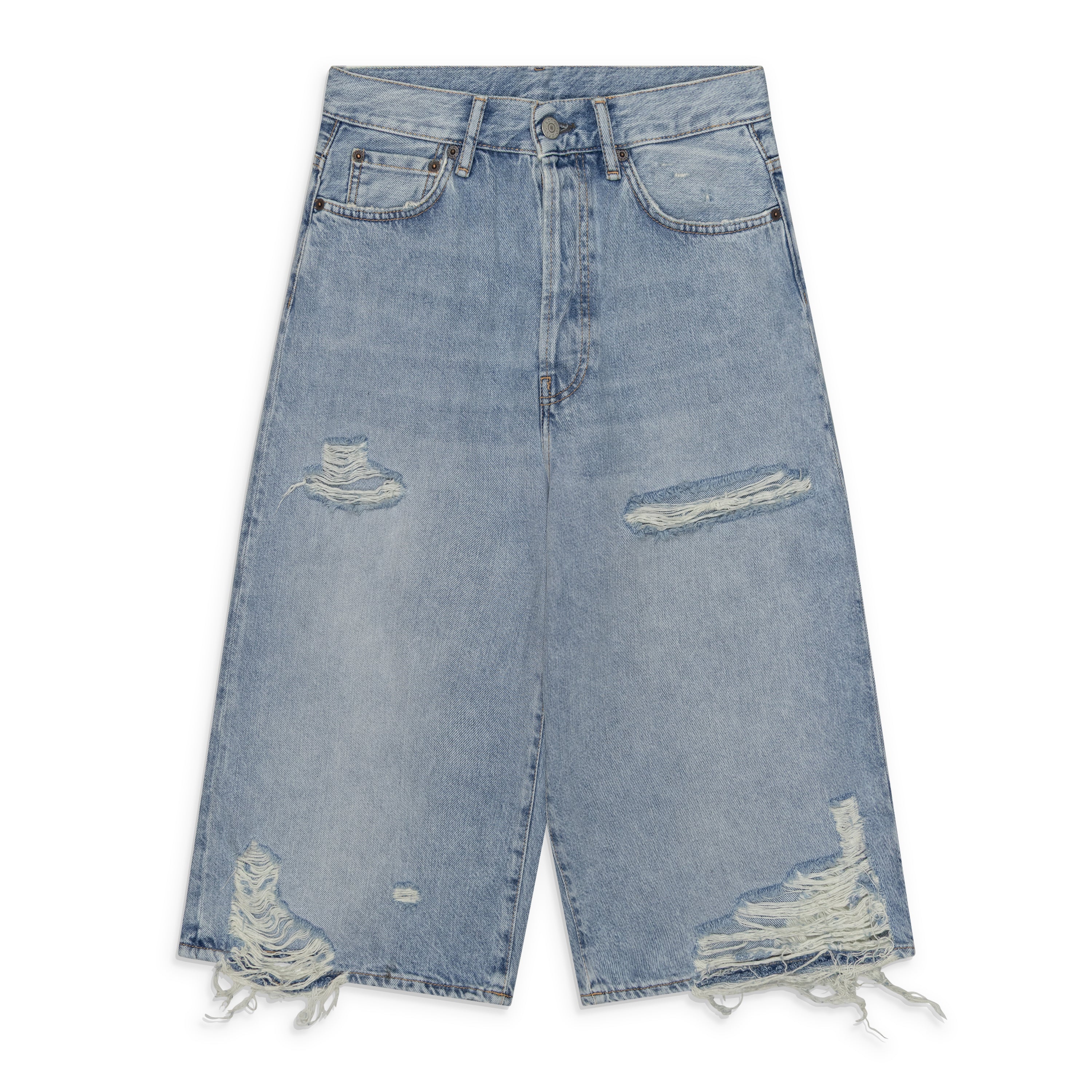 Acne Studios Distressed Denim Shorts Light Blue