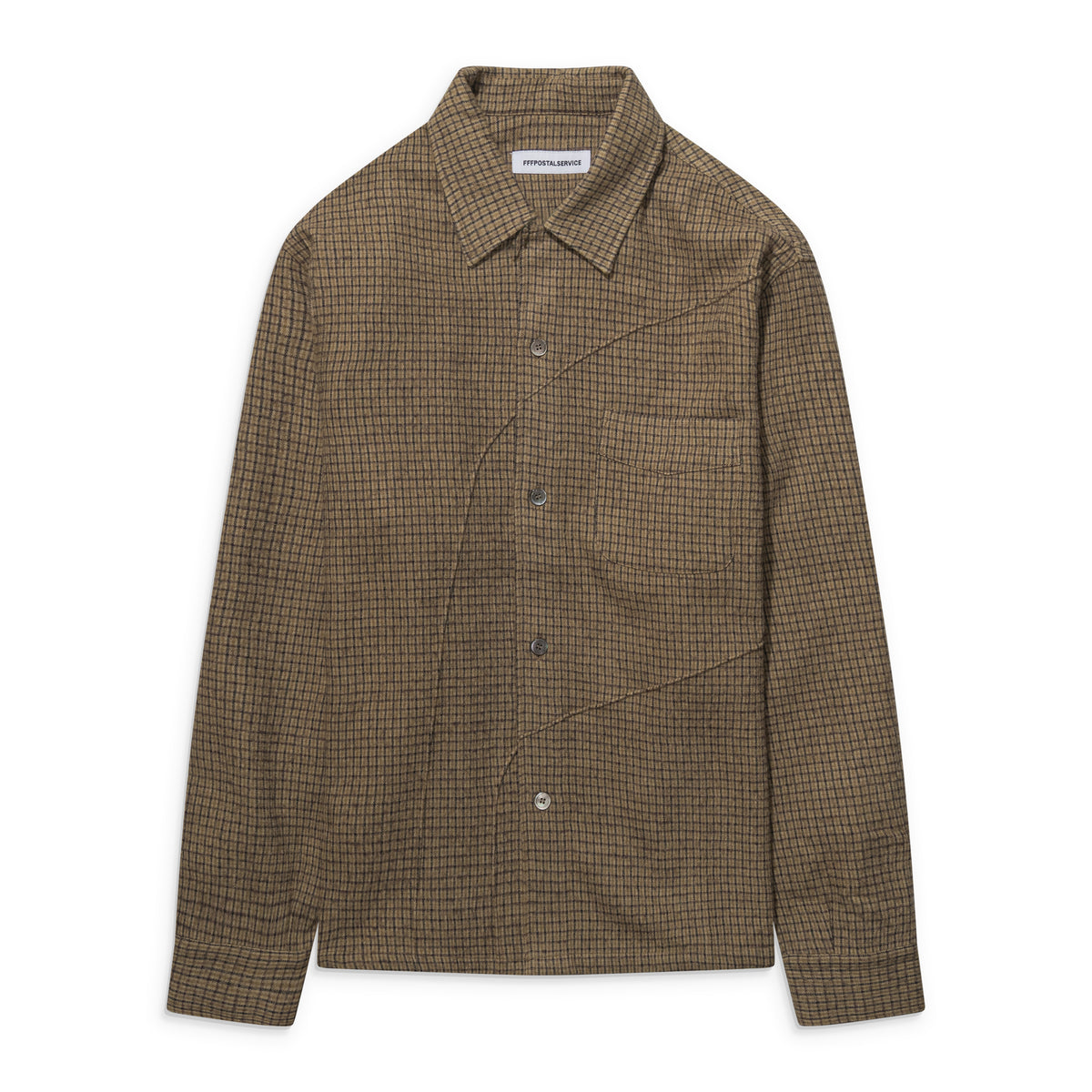 FFFPostalservice Diffraction Wool Over Shirt Brown Check
