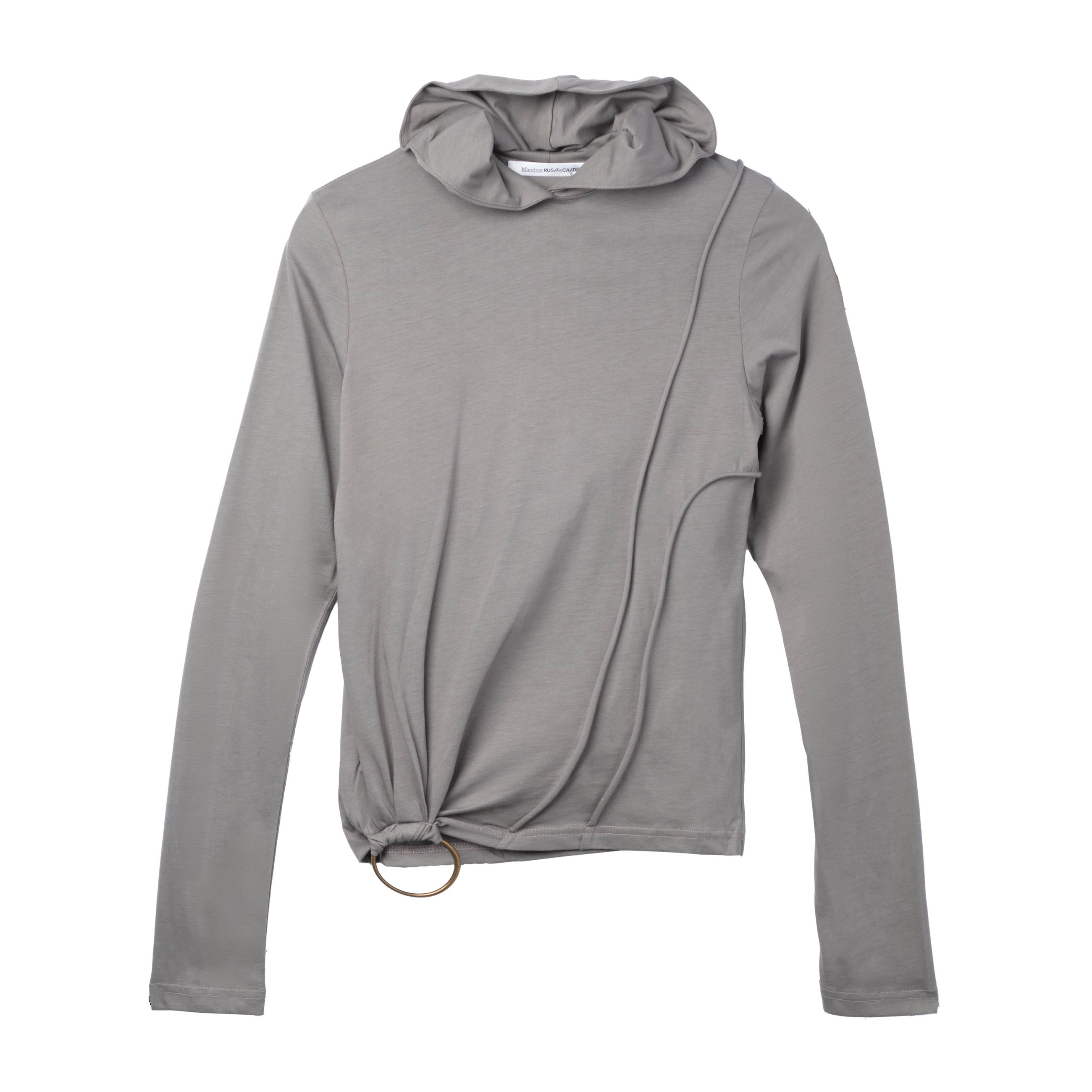 Mainline:RUS/Fr.CA/DE Jersey Longsleeve With Piping And Metal Ring Detail Hoodie Gray