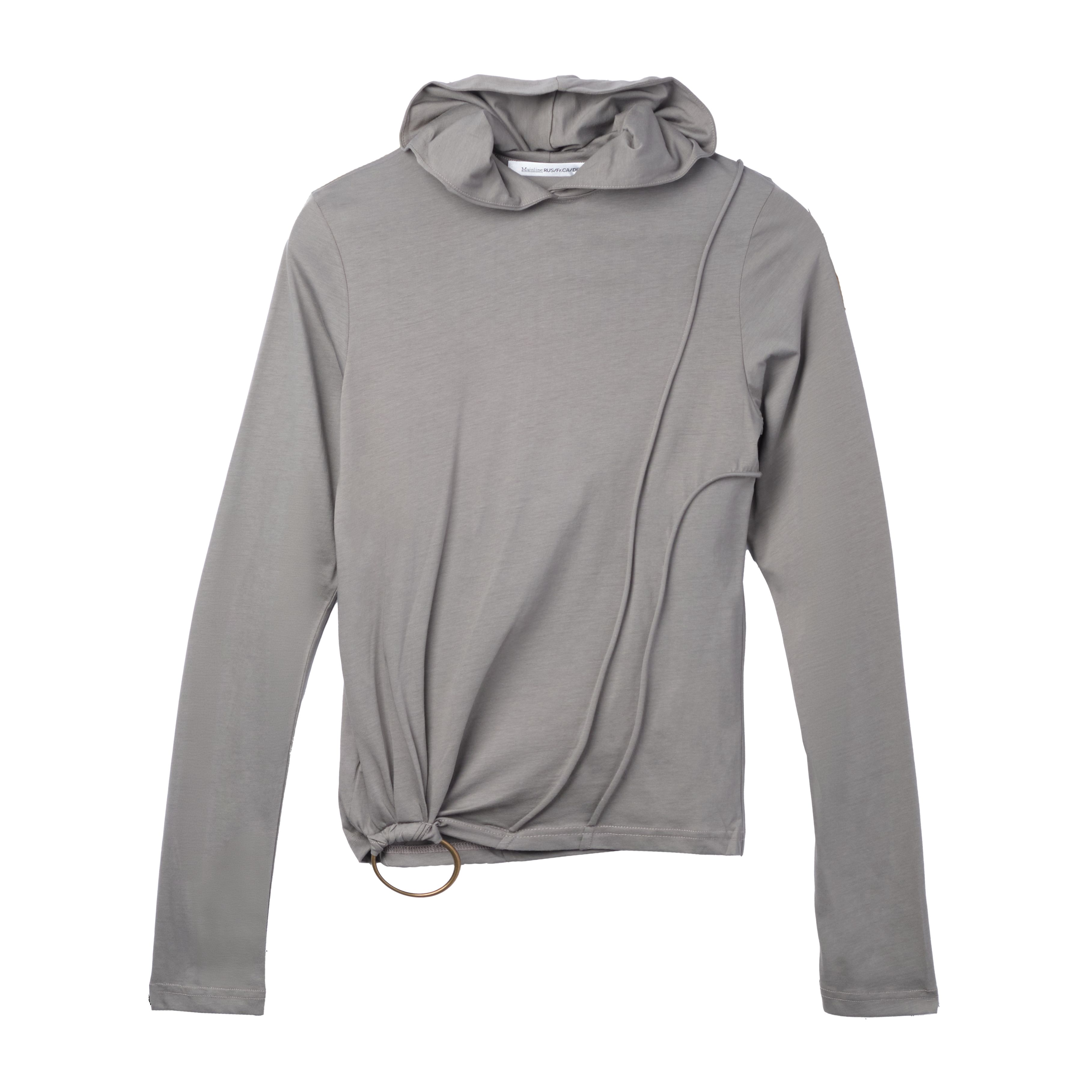 Mainline:RUS/Fr.CA/DE Jersey Longsleeve With Piping And Metal Ring Detail Hoodie Gray