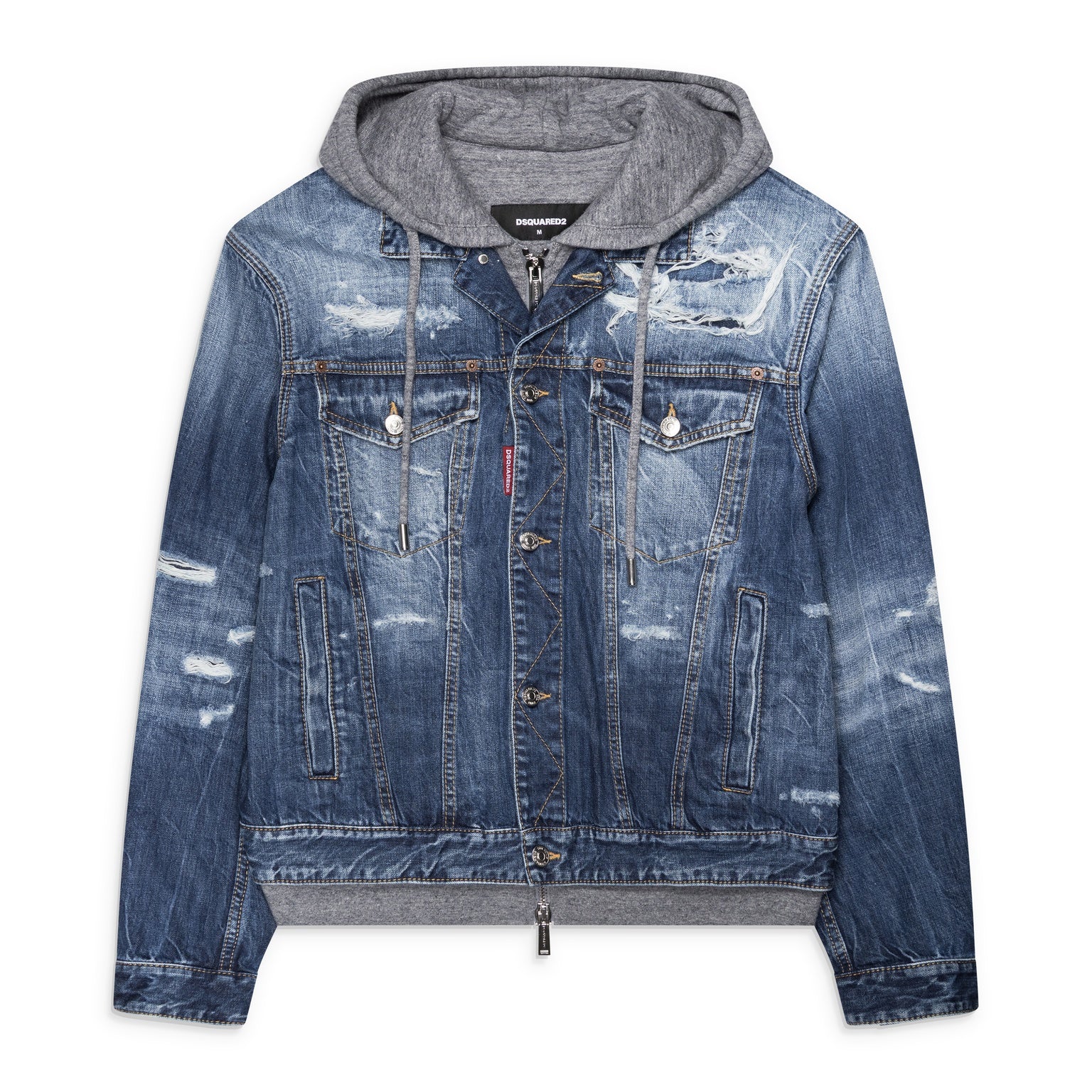 Dsquared2 Hooded Distressed Denim Jacket Blue – ESSXNYC