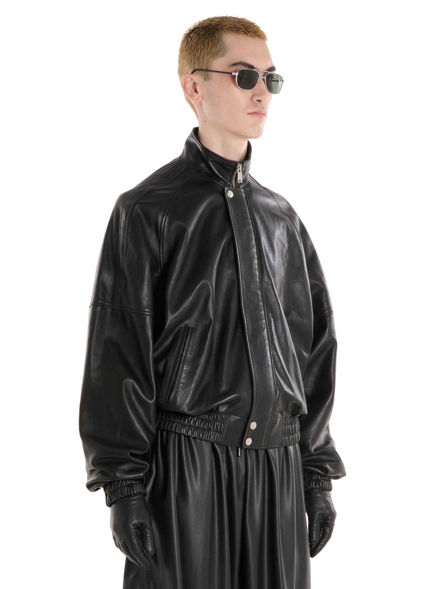 Luu Dan Blouson Leather Jacket Black 12306