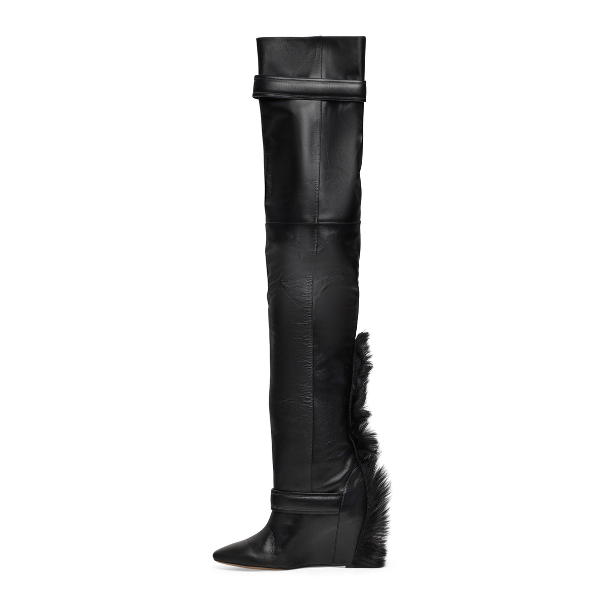 Vaquera Women Mohawk Thigh High Boot Leather Black