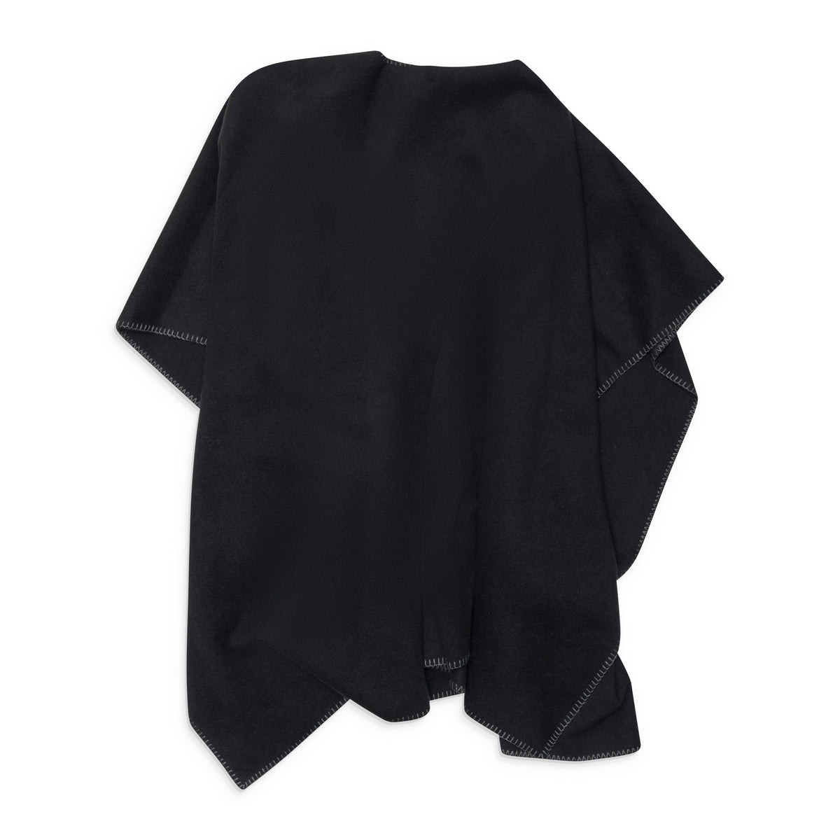 Ann Demeulemeester Ovart Rectangular Cape With Printed Leather Patch Black