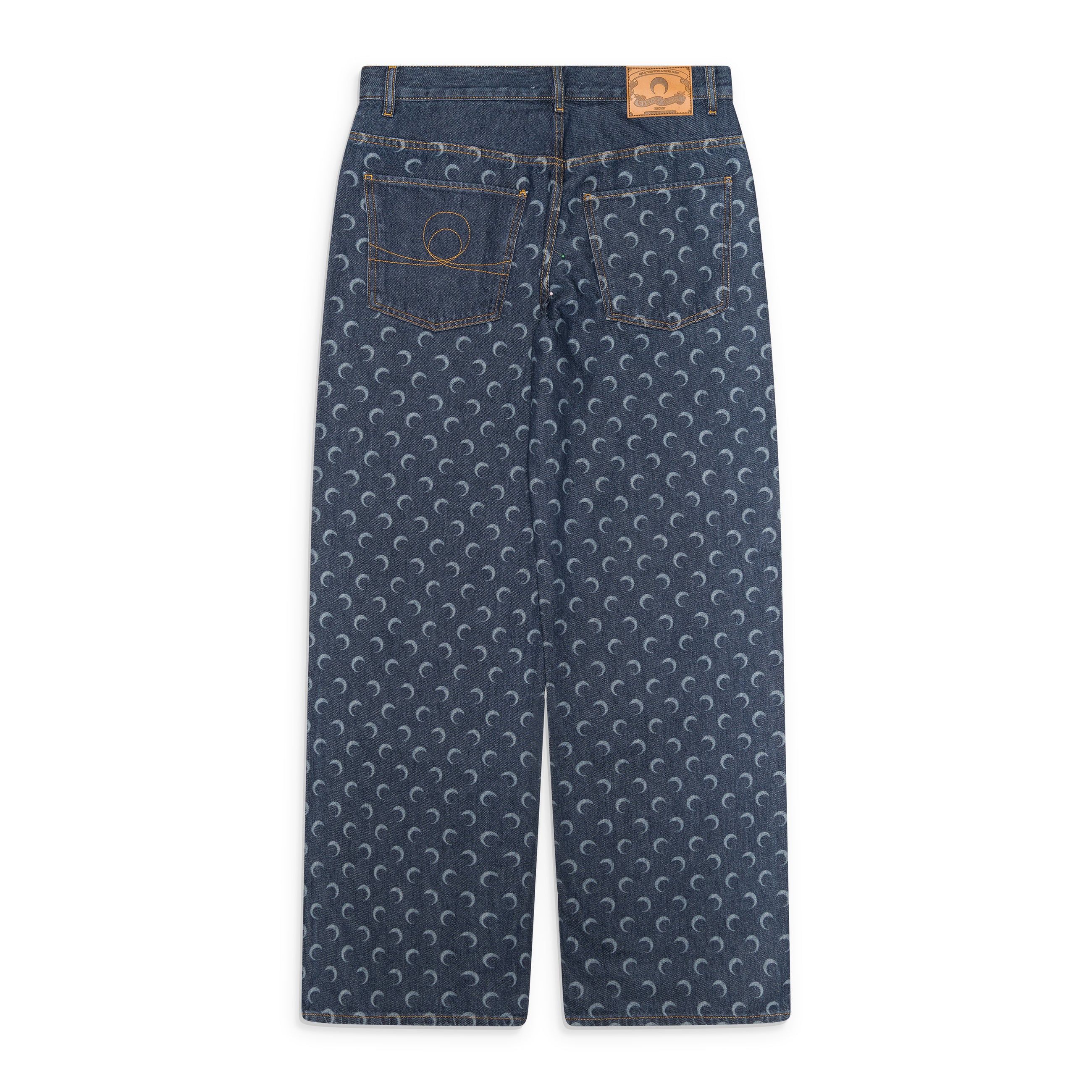 Marine Serre Midnight Blue Denim Straight Jeans Blue