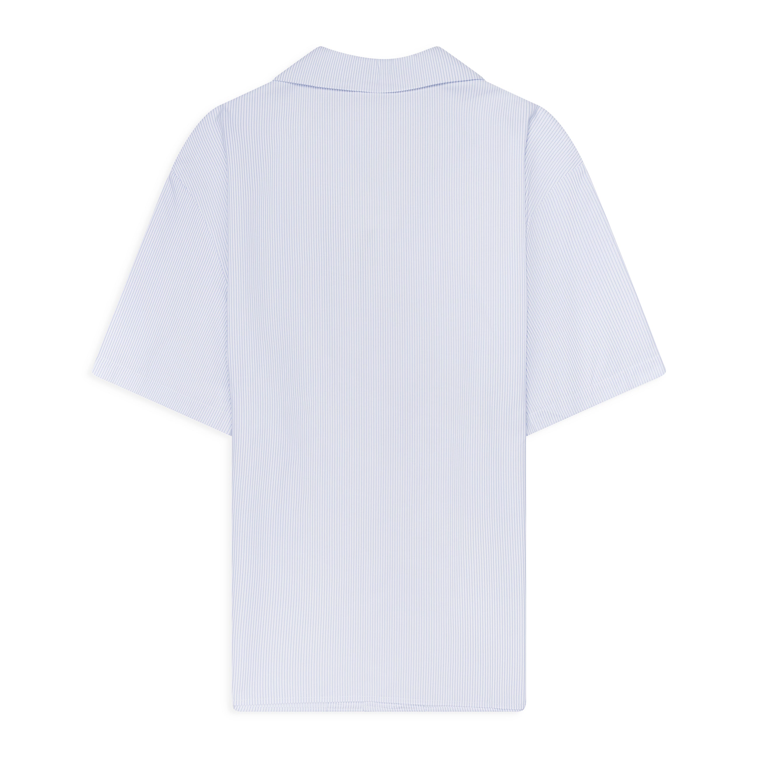Krost Cotton Stripe Bowling Shirt Blue