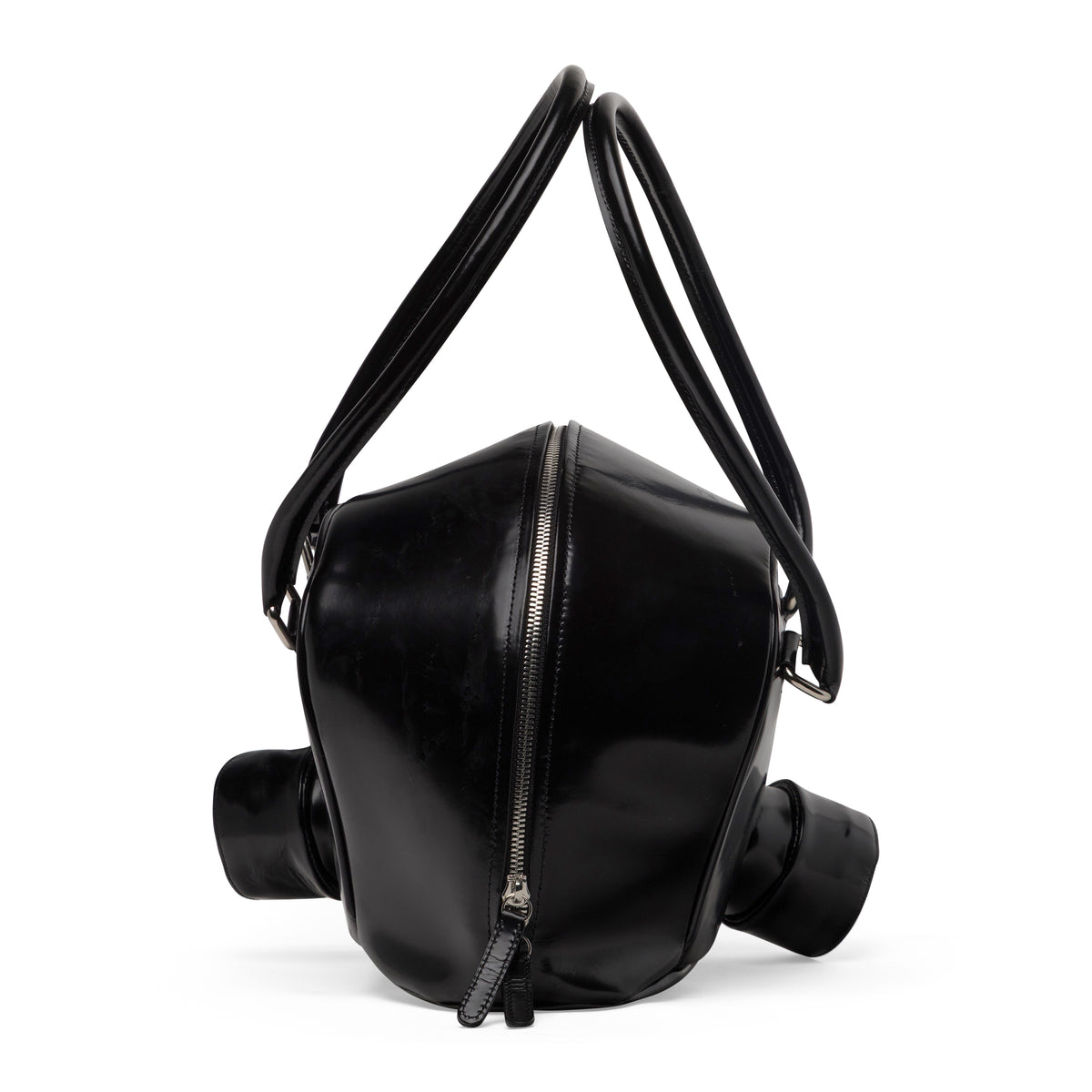 Doublet Gas Mask Leather Handbag Black