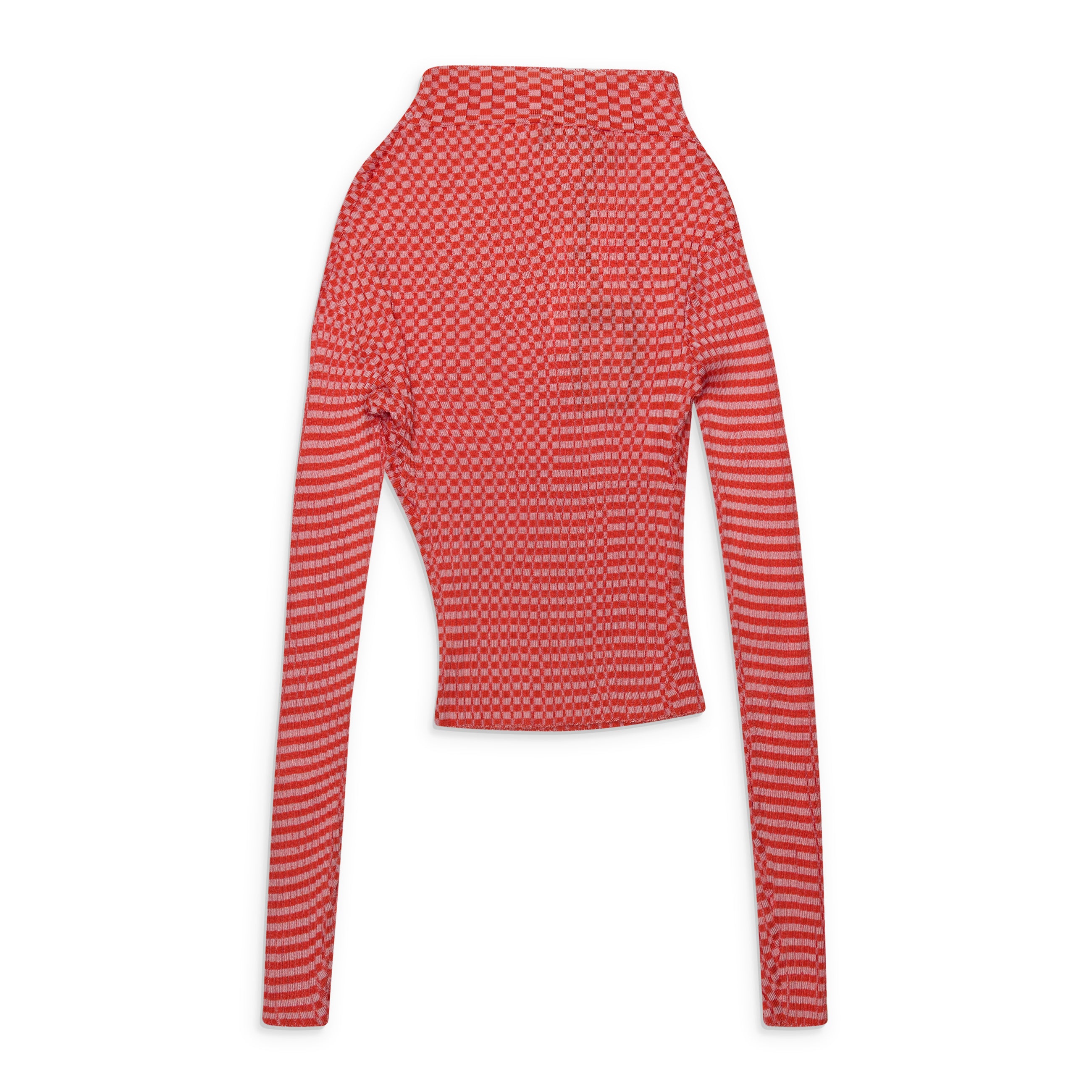 Jean Paul Gaultier Gingham Illusion Asymmetric Collar Sweater Multicolor