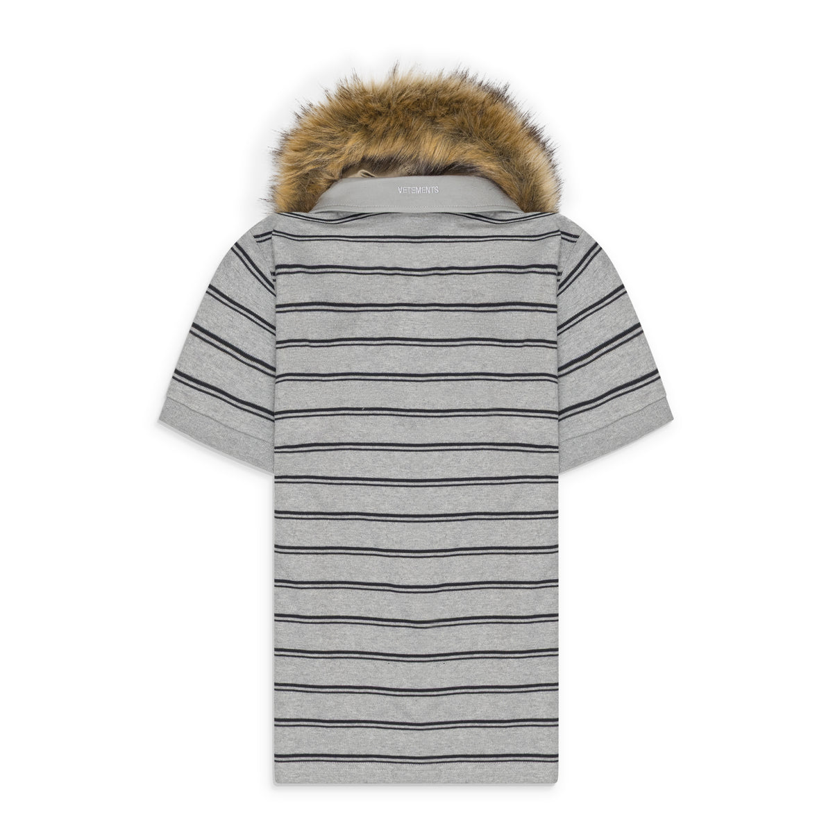 Vetements Fitted Polo With Detachable Fur Collar Blue