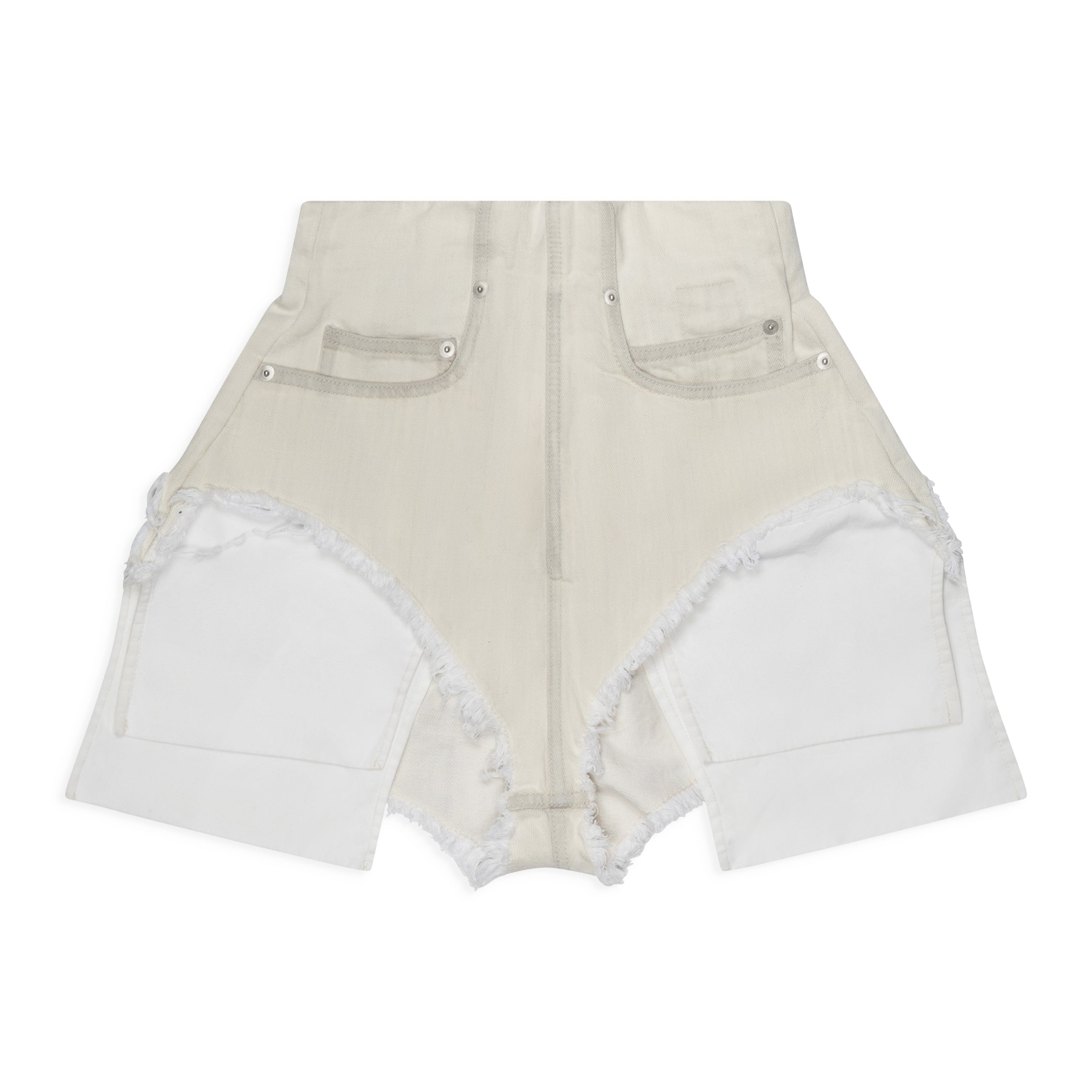Rick Owens DRKSHDW White Dirt Cutoffs Shorts