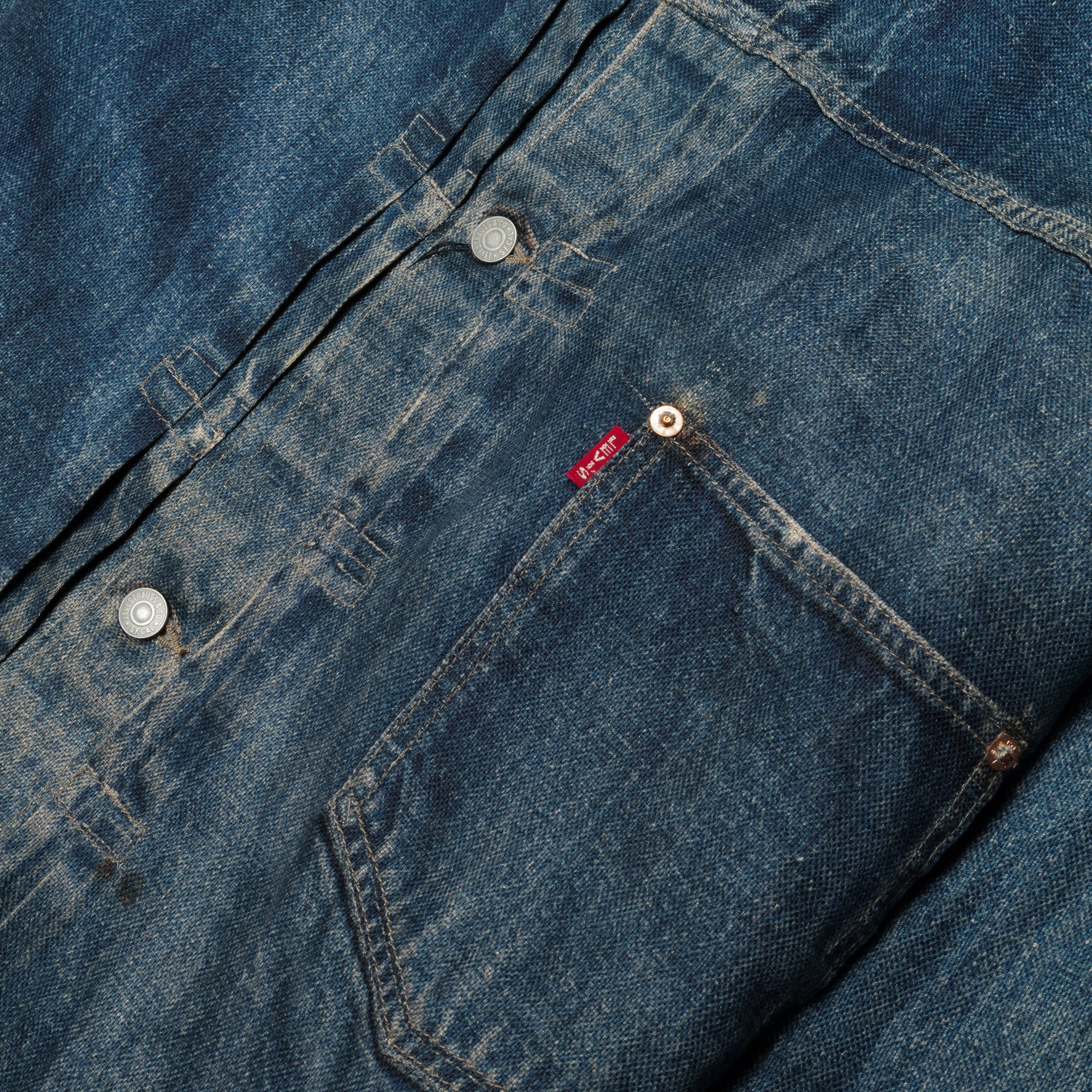 Junya Watanabe Man Levi's Linen Printed Trucker Jacket Blue