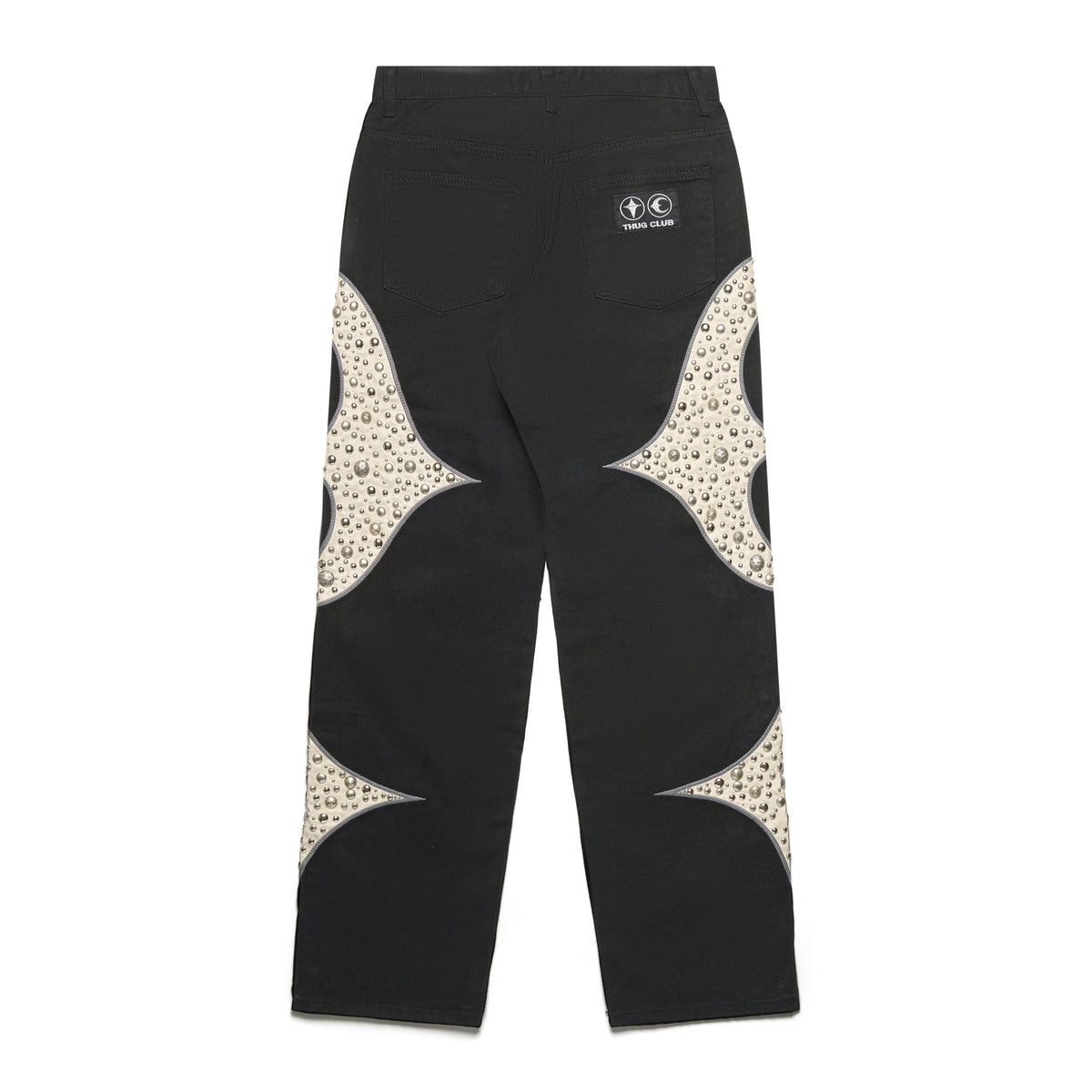 Thug Club Iron Steel Focus Leather Denim Pants Black